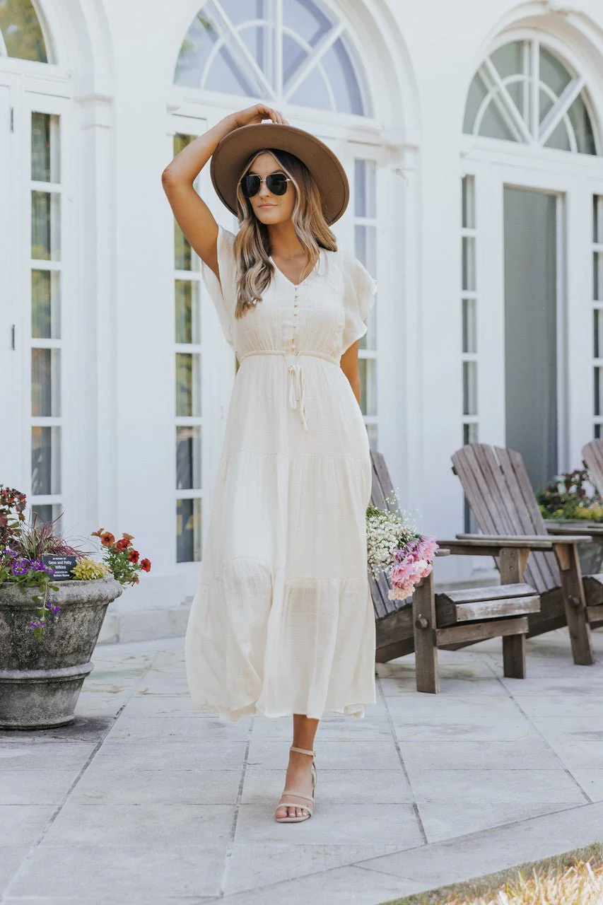 Celine Crochet Lace Tiered Boho Midi Dress - Image 4