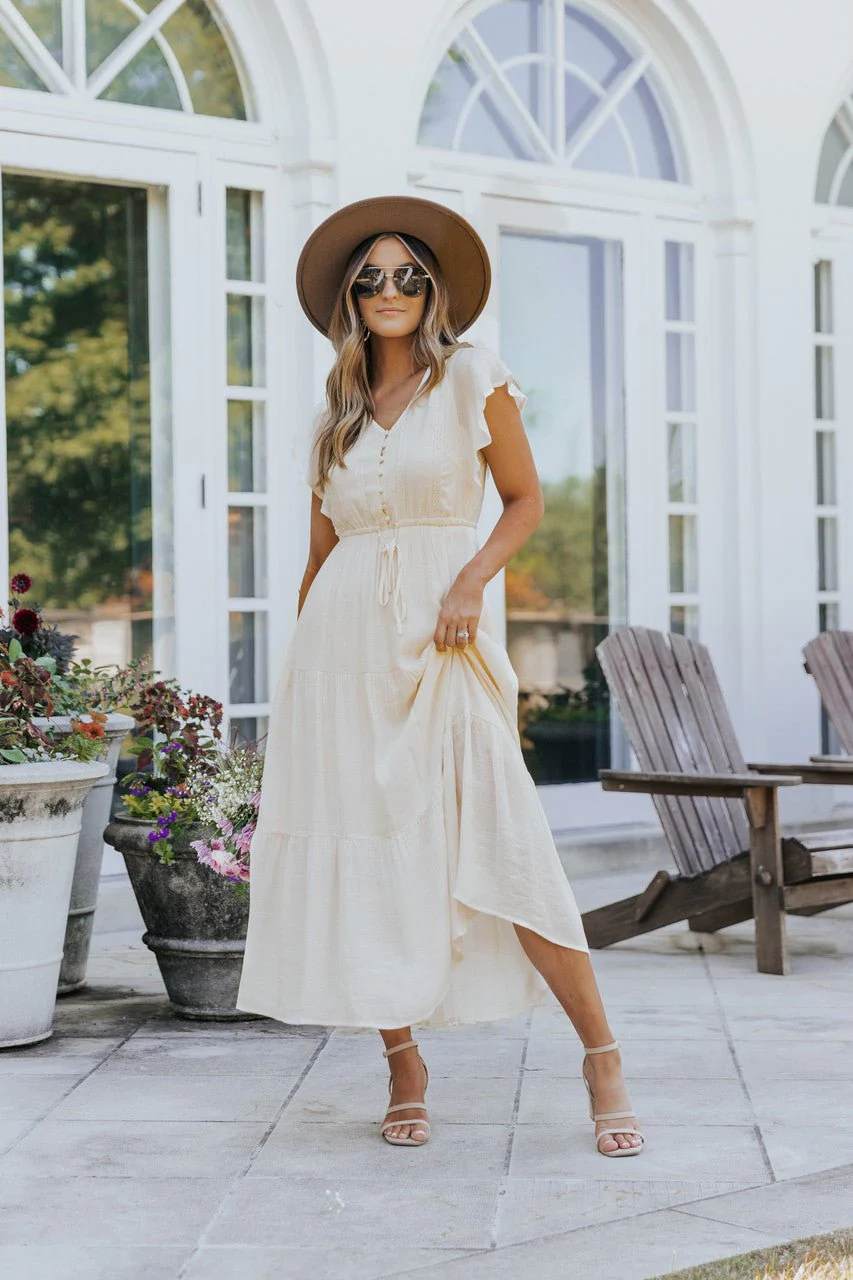 Celine Crochet Lace Tiered Boho Midi Dress - Image 5