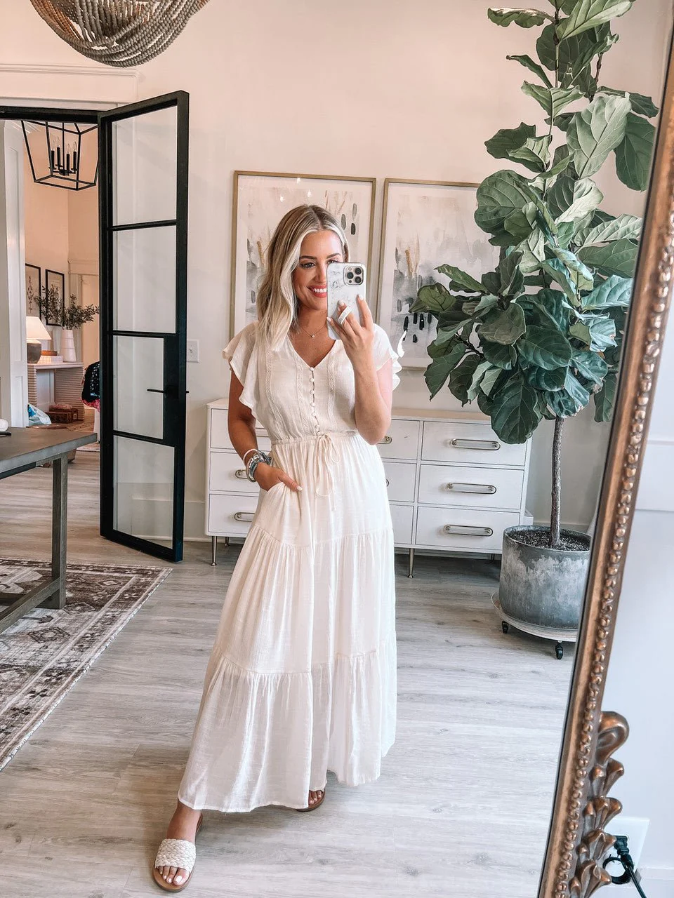 Celine Crochet Lace Tiered Boho Midi Dress - Image 6