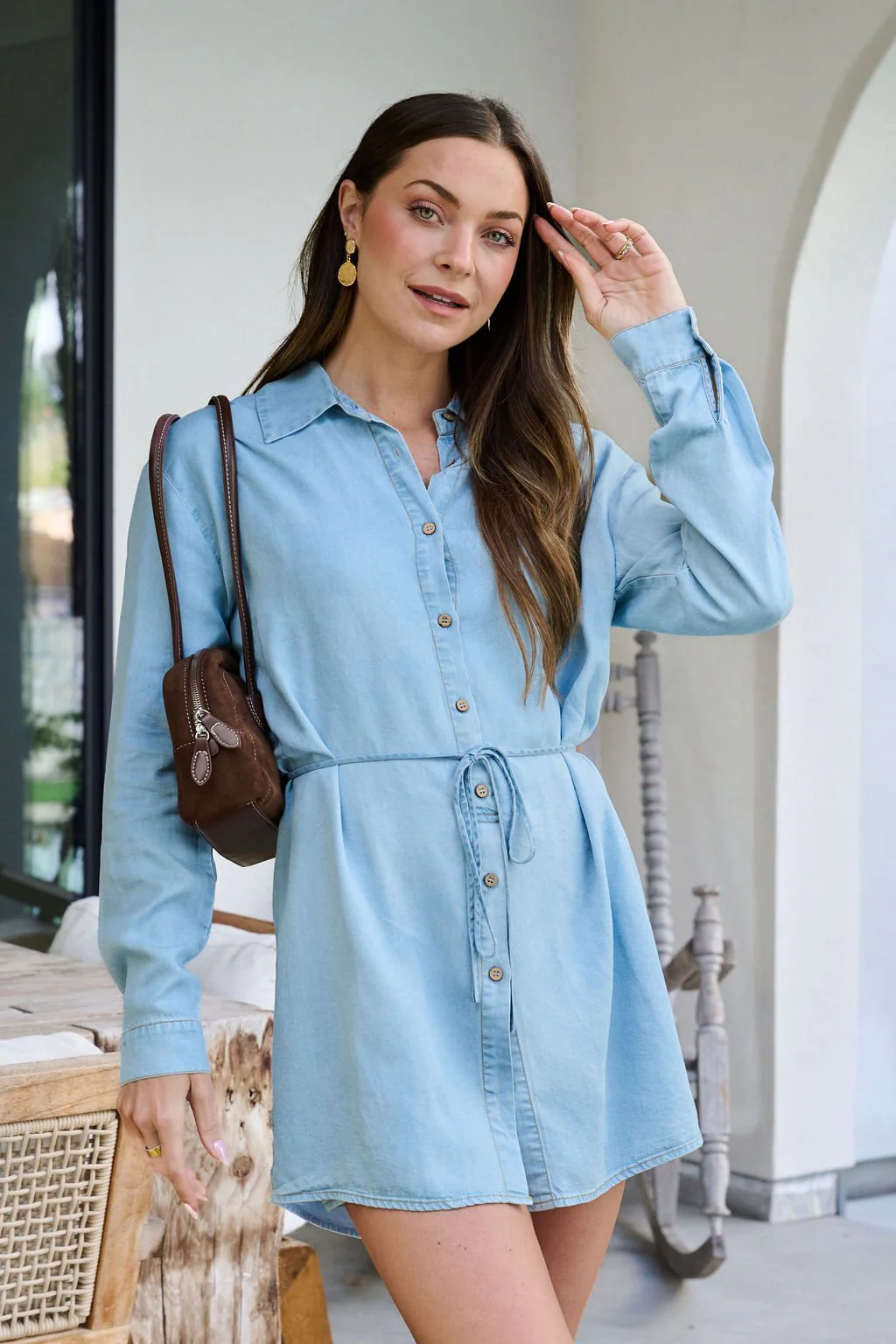Chambray Tie Button Down Romper - Image 7