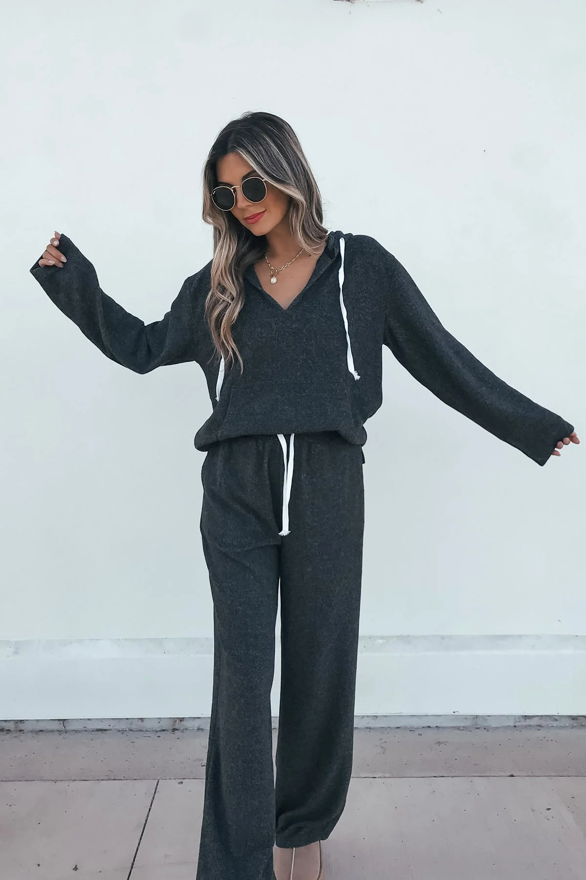 Charcoal Pullover Sweatshirt and Pant Set - Image 2