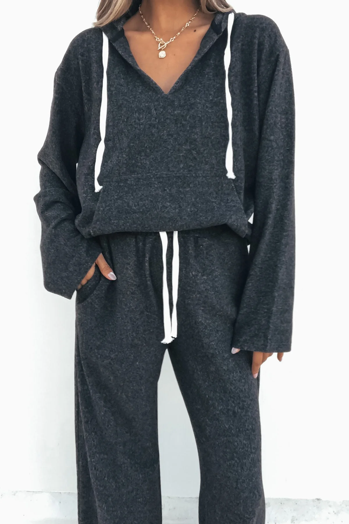 Charcoal Pullover Sweatshirt and Pant Set - Image 3