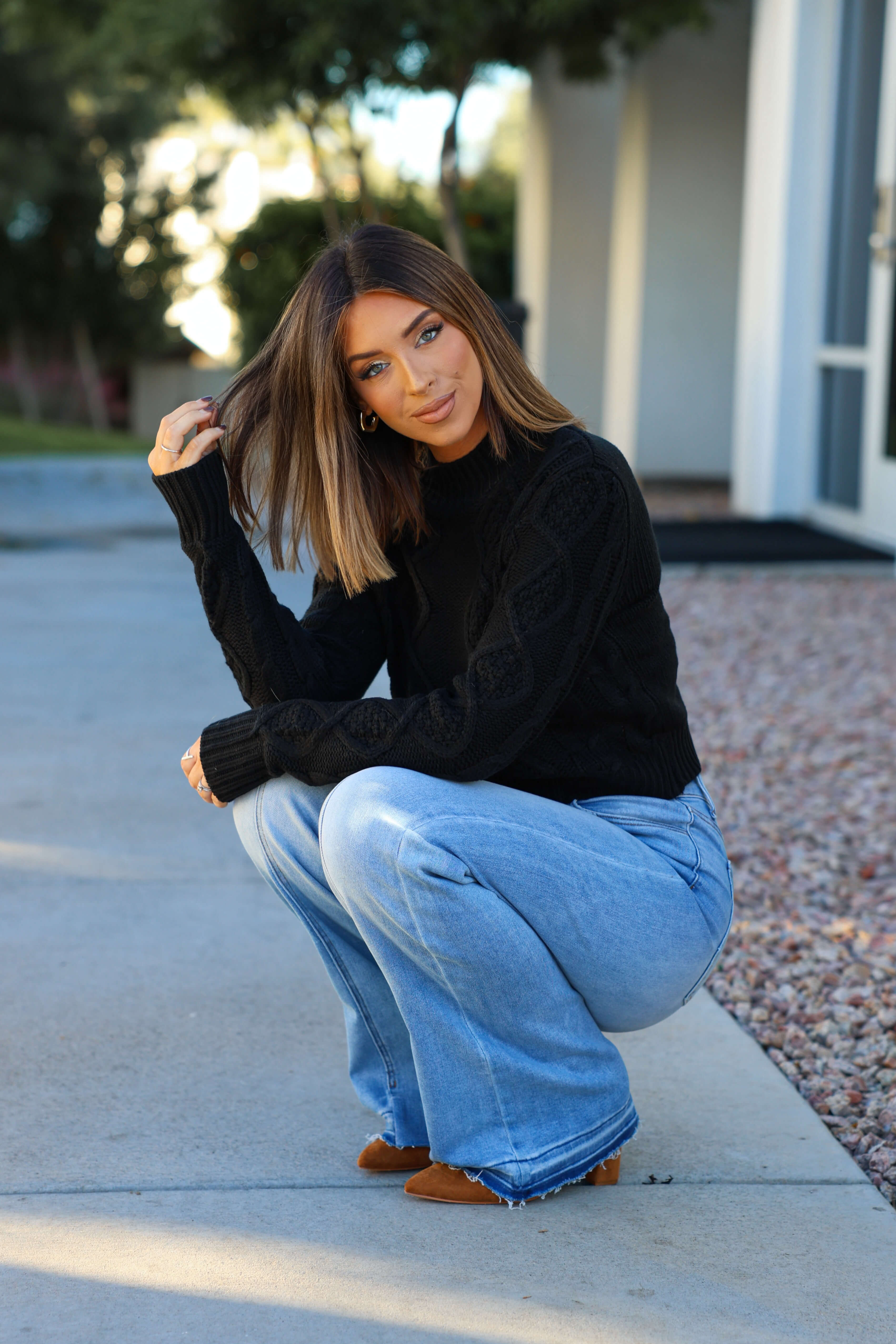 Chunky Black Mock Neck Sweater - FINAL SALE - Image 3