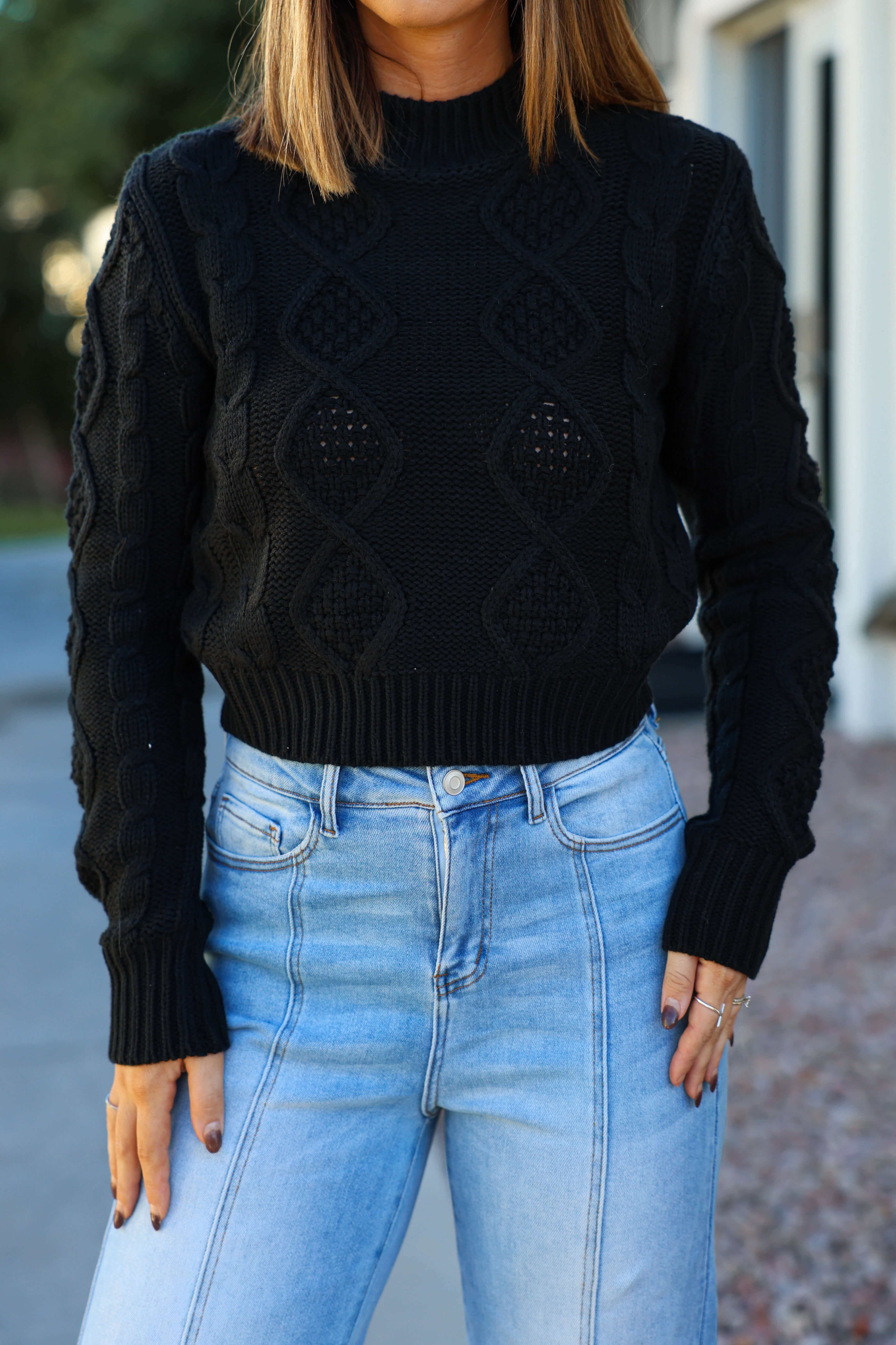 Chunky Black Mock Neck Sweater - FINAL SALE - Image 4