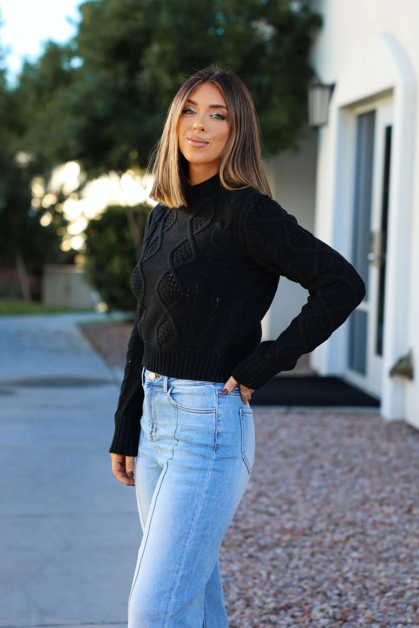 Chunky Black Mock Neck Sweater - FINAL SALE - Image 5