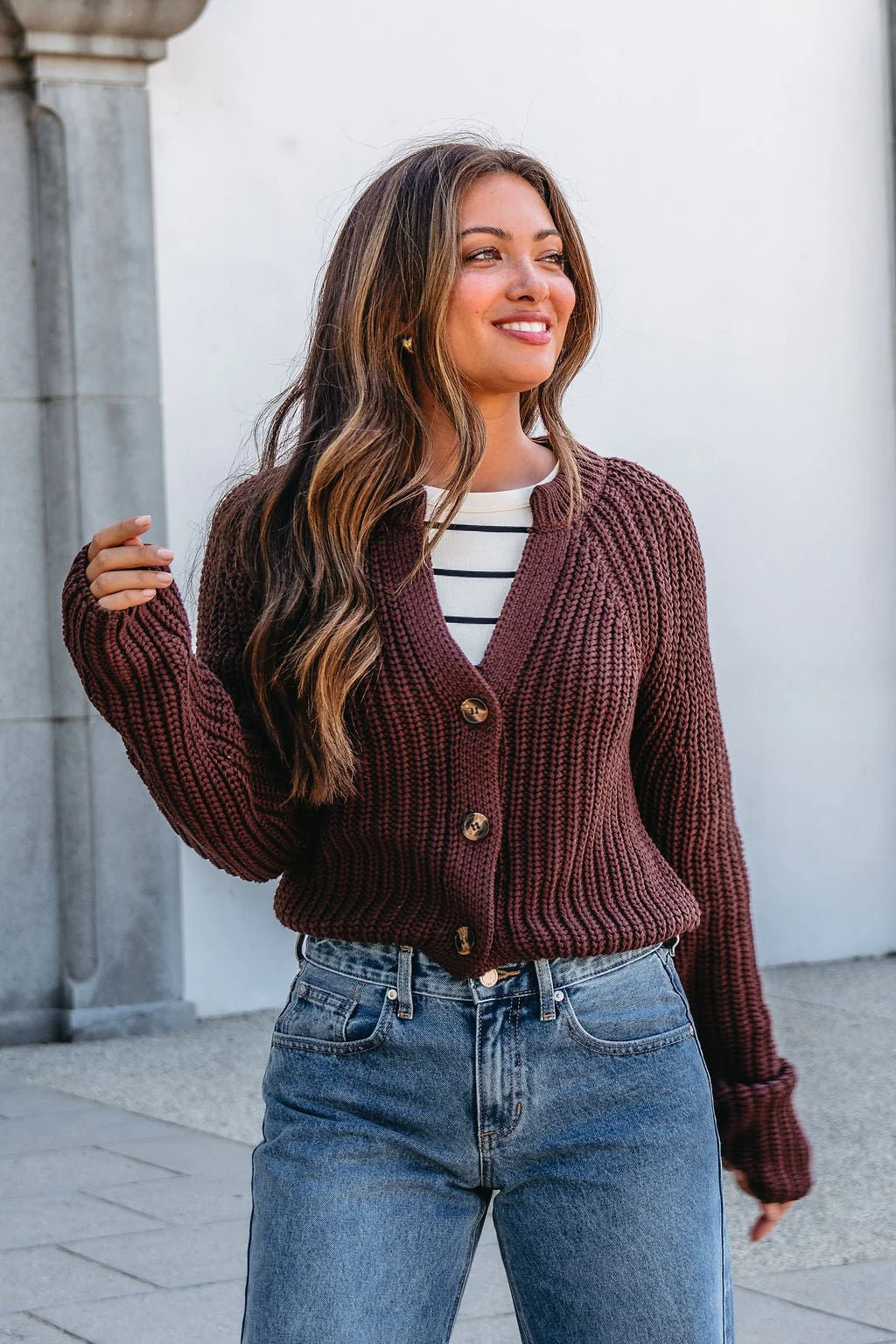 Chunky Brown Button Down Cardigan-FINAL SALE