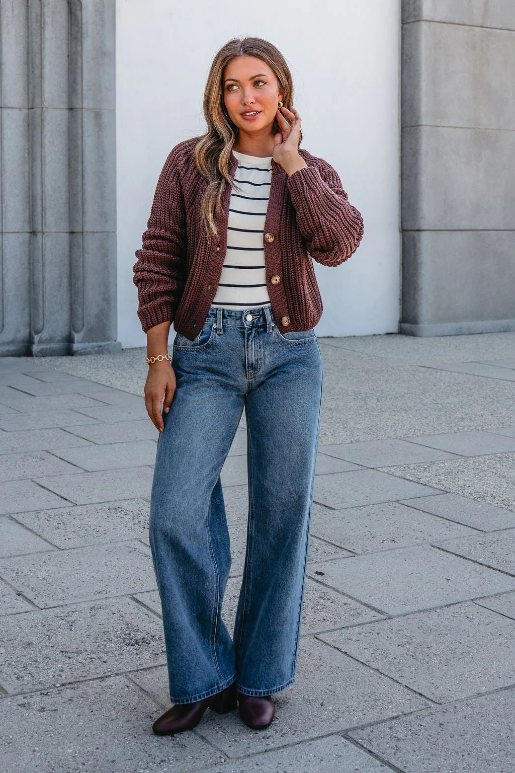 Chunky Brown Button Down Cardigan-FINAL SALE - Image 2