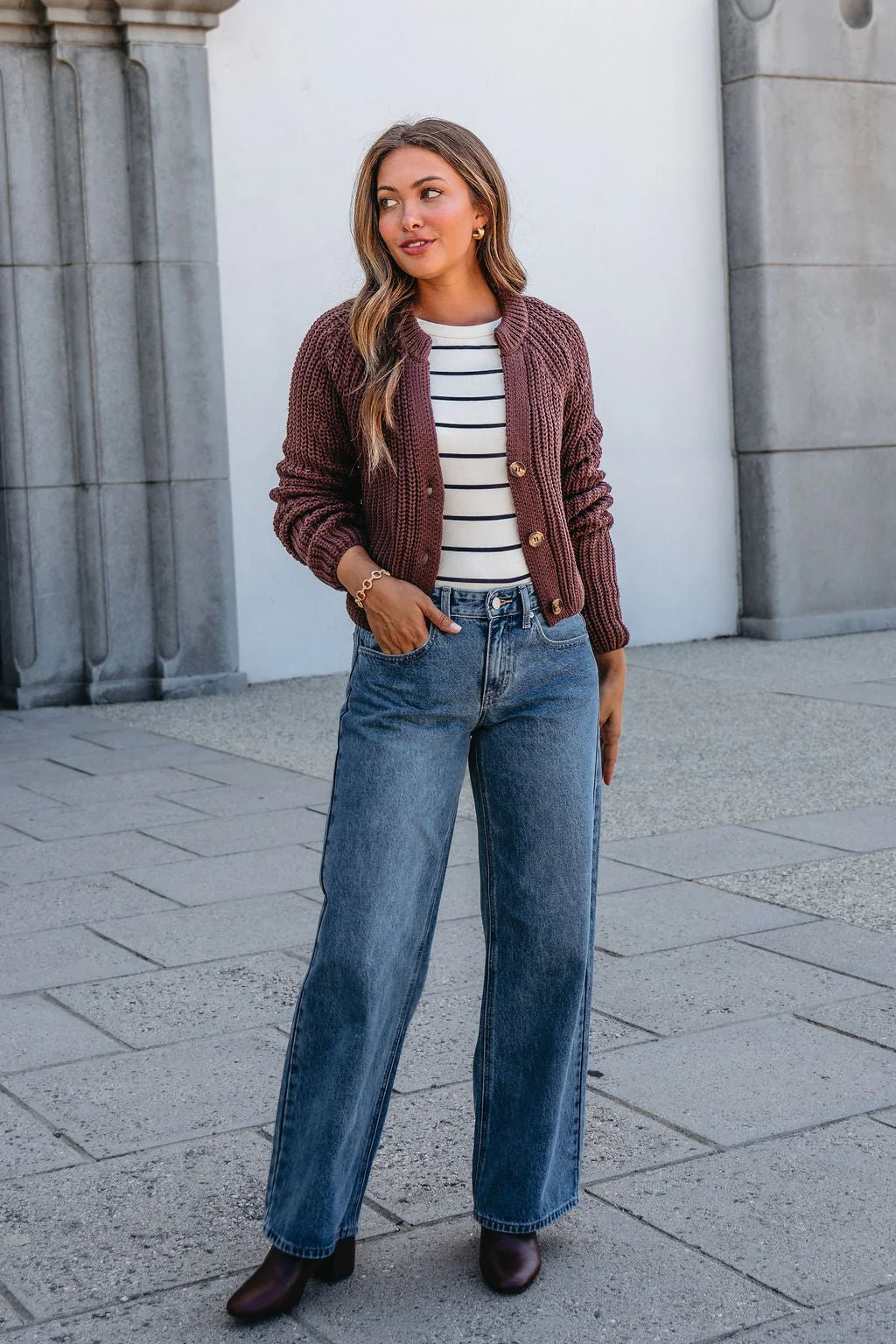 Chunky Brown Button Down Cardigan-FINAL SALE - Image 5