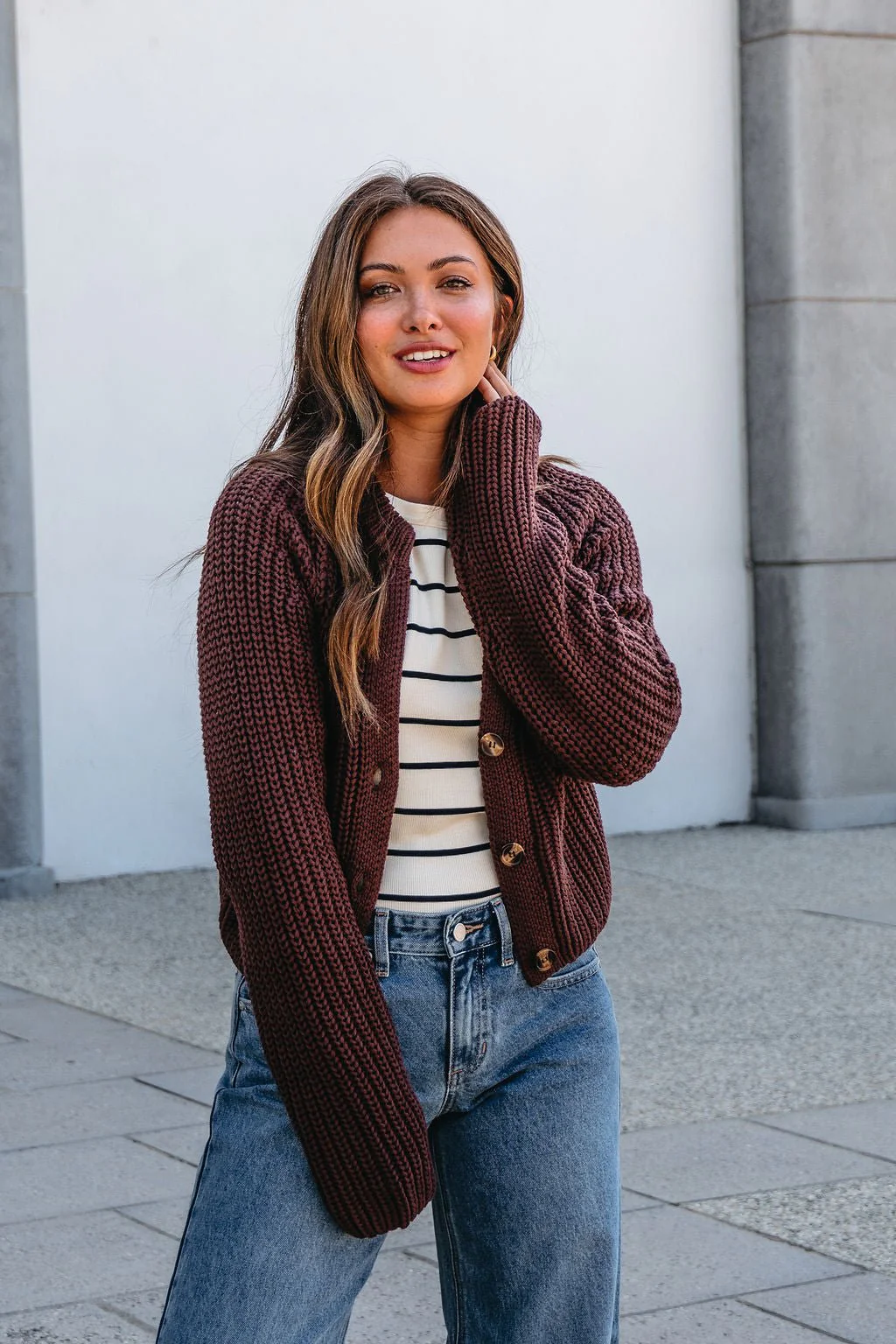 Chunky Brown Button Down Cardigan-FINAL SALE - Image 6