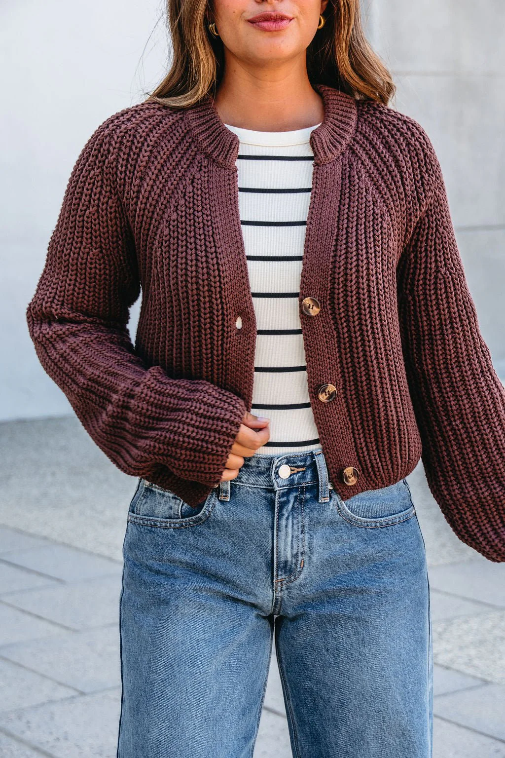 Chunky Brown Button Down Cardigan-FINAL SALE - Image 7