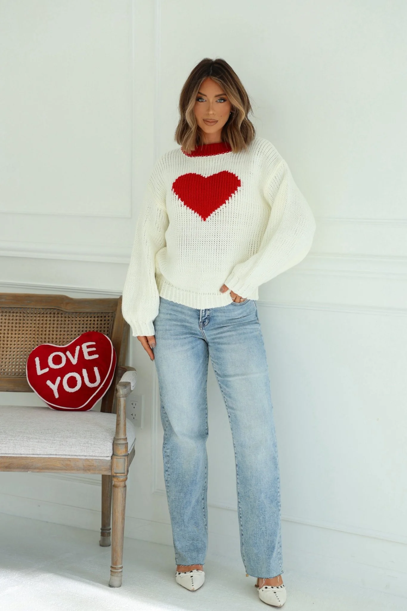 Chunky Cream Heart Shape Sweater - FINAL SALE - Image 2