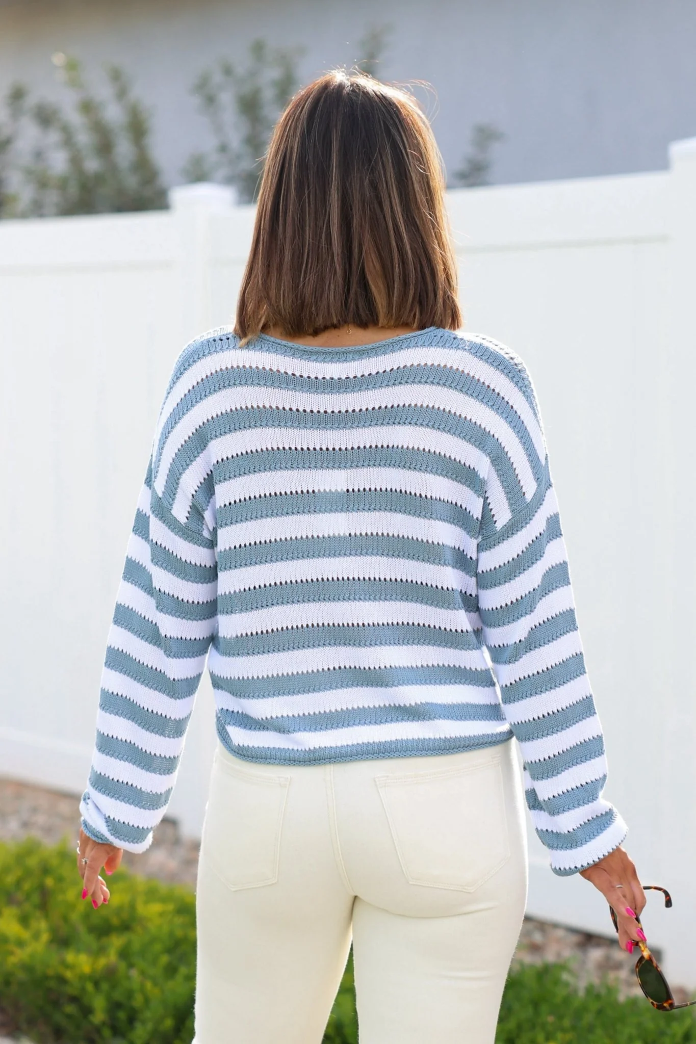 Cloud Grey and White Striped Sweater - FINAL SALE - Image 5