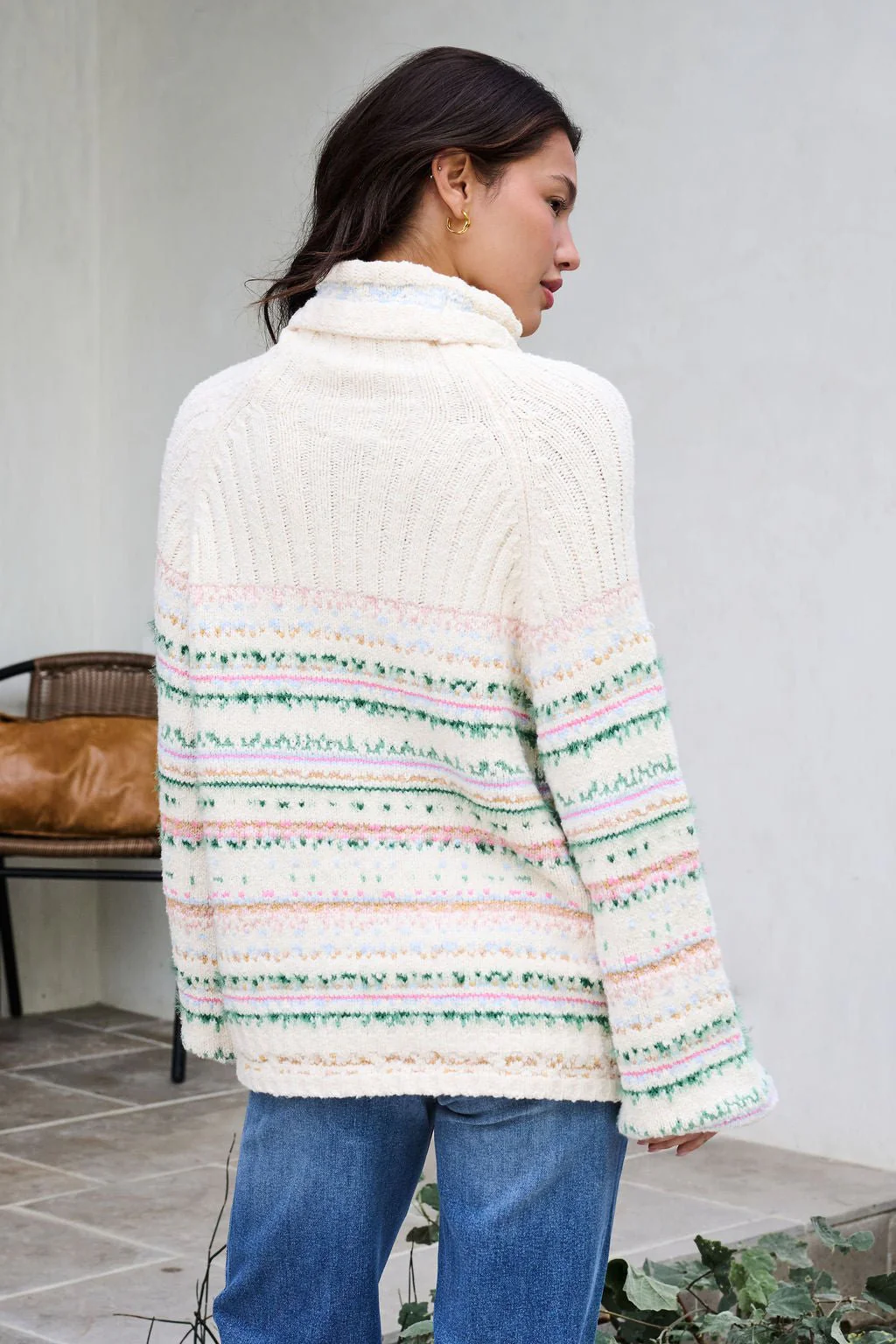 Cozy Cream Turtleneck Striped Sweater - FINAL SALE - Image 9