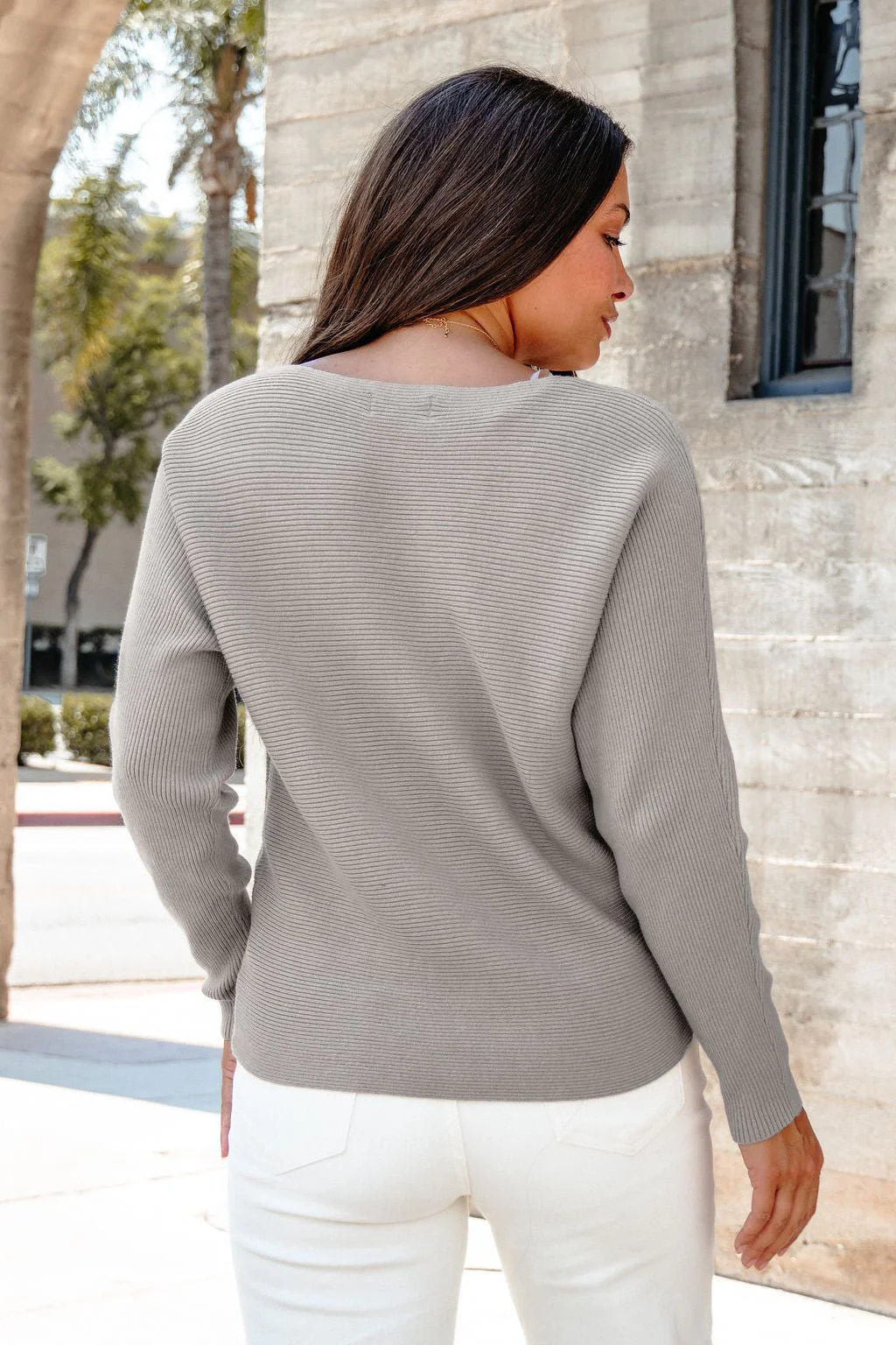 Cozy Ribbed Boat Neck Sweater - Grey-FINAL SALE - Image 4