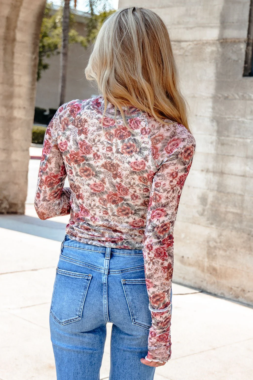 Cream Floral Mesh Mock Neck Top - FINAL SALE - Image 10
