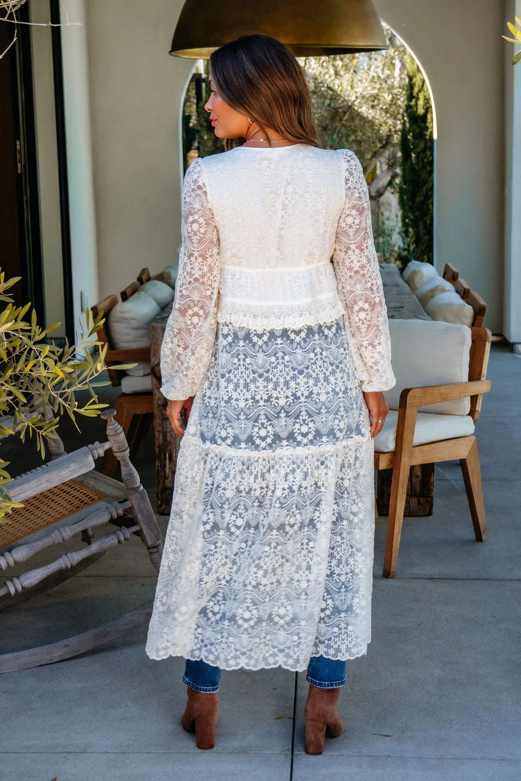 Cream Lace Tie Duster Cardigan - Image 7