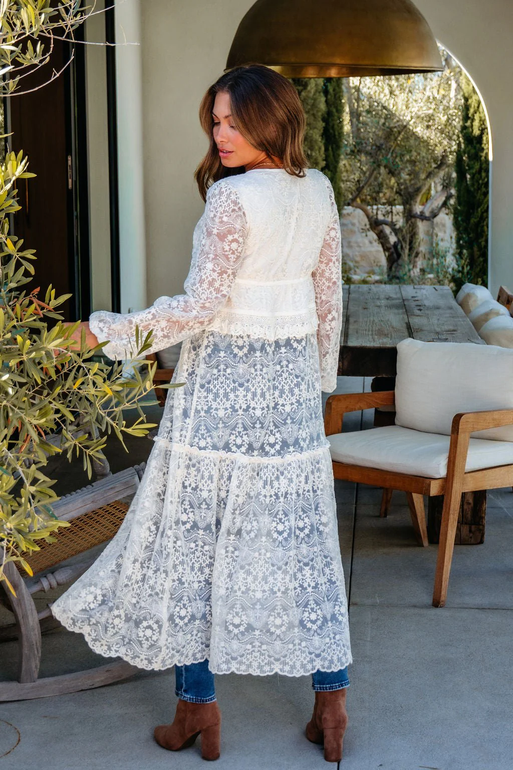 Cream Lace Tie Duster Cardigan - Image 8