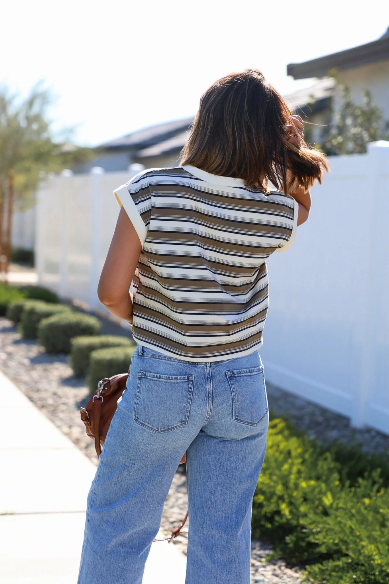 Cream Multi Striped Cap Sleeve Top - Image 5