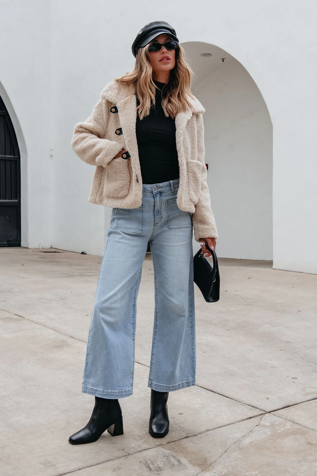 Cream Sherpa Button Up Jacket-FINAL SALE - Image 3
