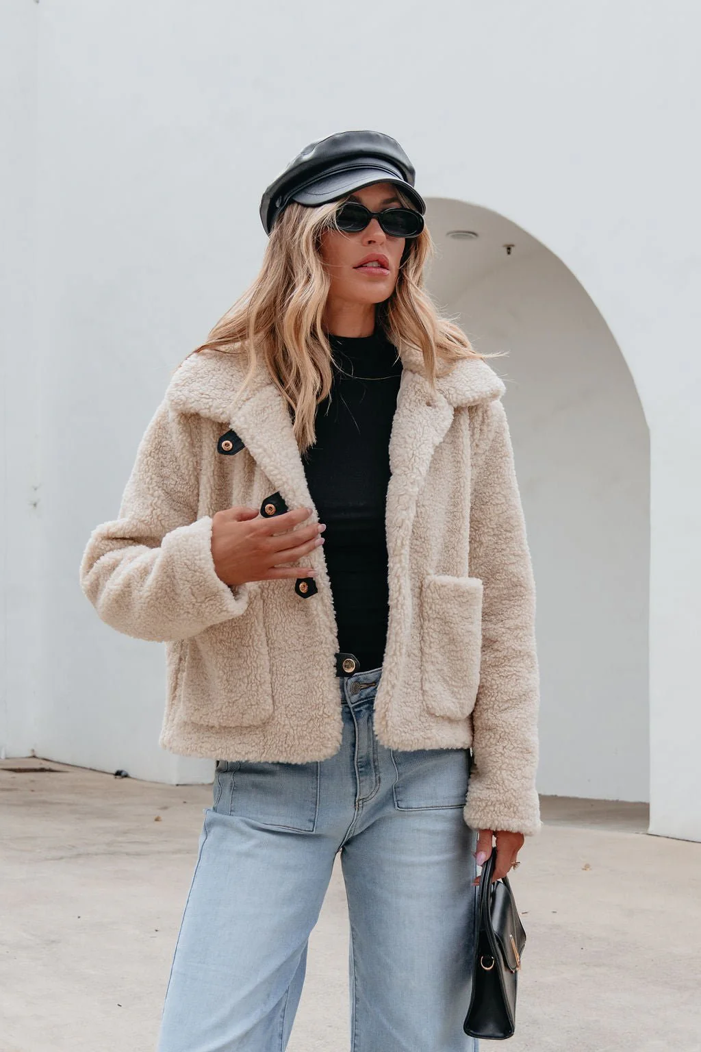 Cream Sherpa Button Up Jacket-FINAL SALE - Image 4