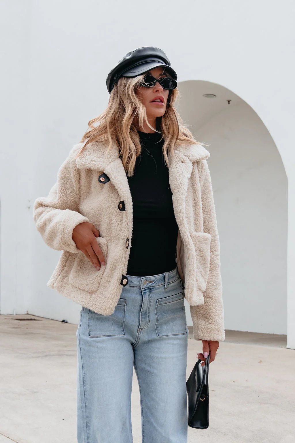 Cream Sherpa Button Up Jacket-FINAL SALE - Image 5