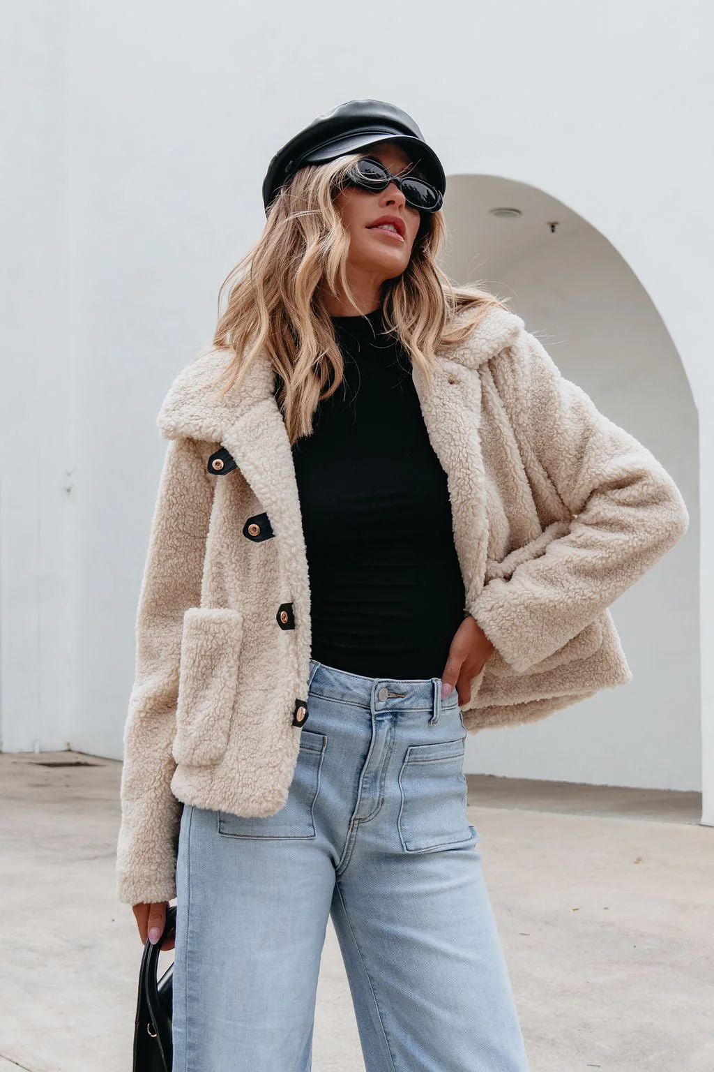 Cream Sherpa Button Up Jacket-FINAL SALE - Image 6