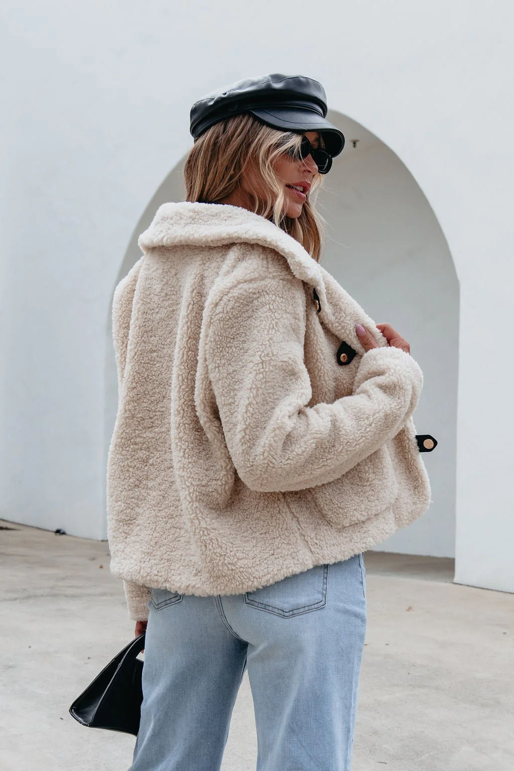 Cream Sherpa Button Up Jacket-FINAL SALE - Image 7