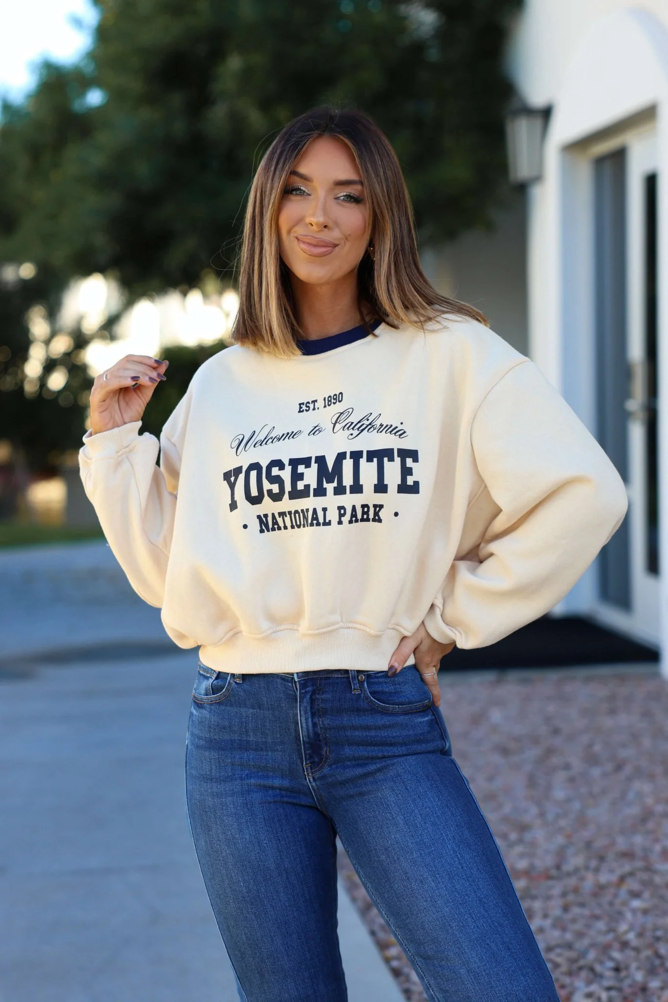 Cream Yosemite Graphic Crewneck Pullover - FINAL SALE