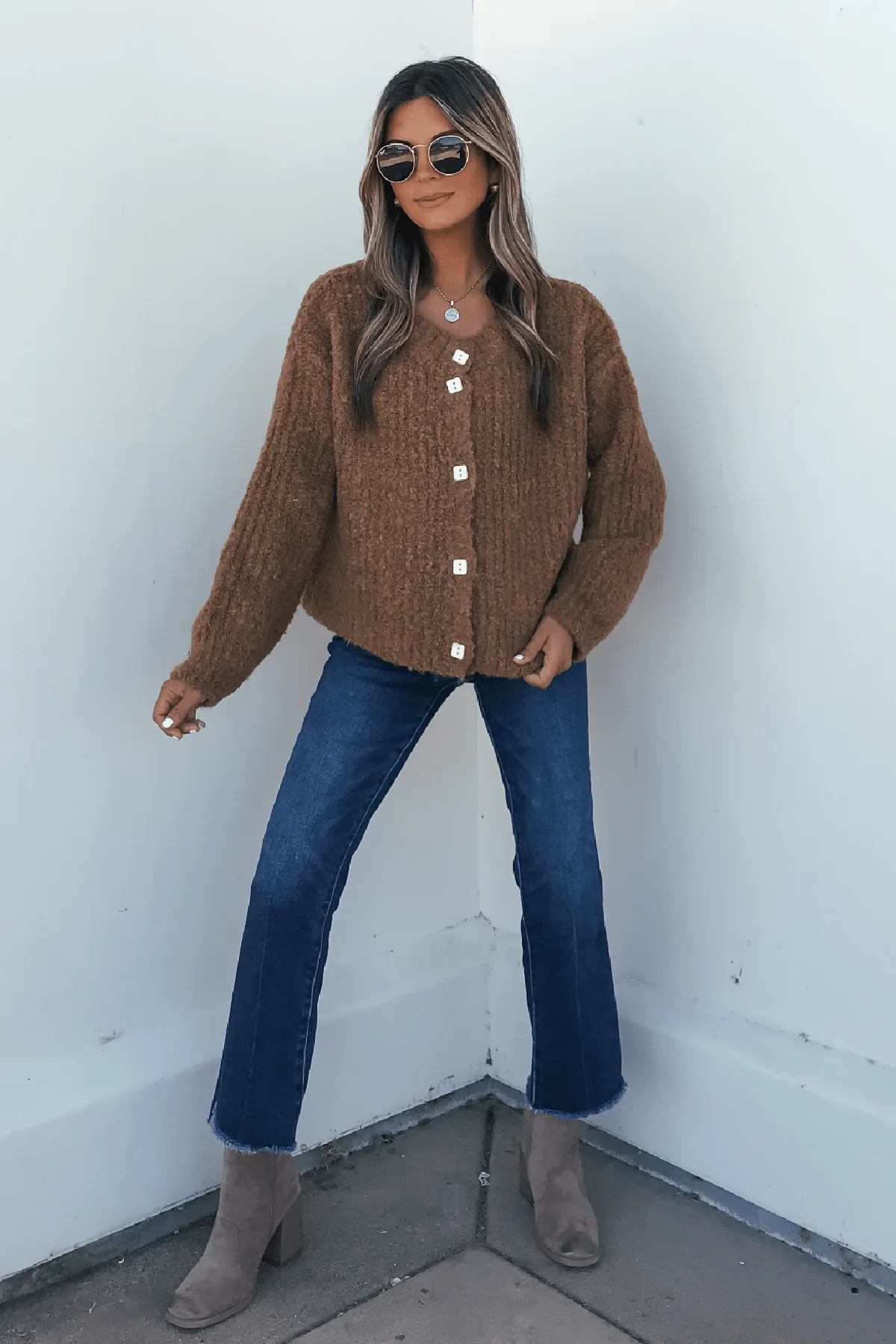 Dark Amber Plush Button Down Cardigan - FINAL SALE - Image 2