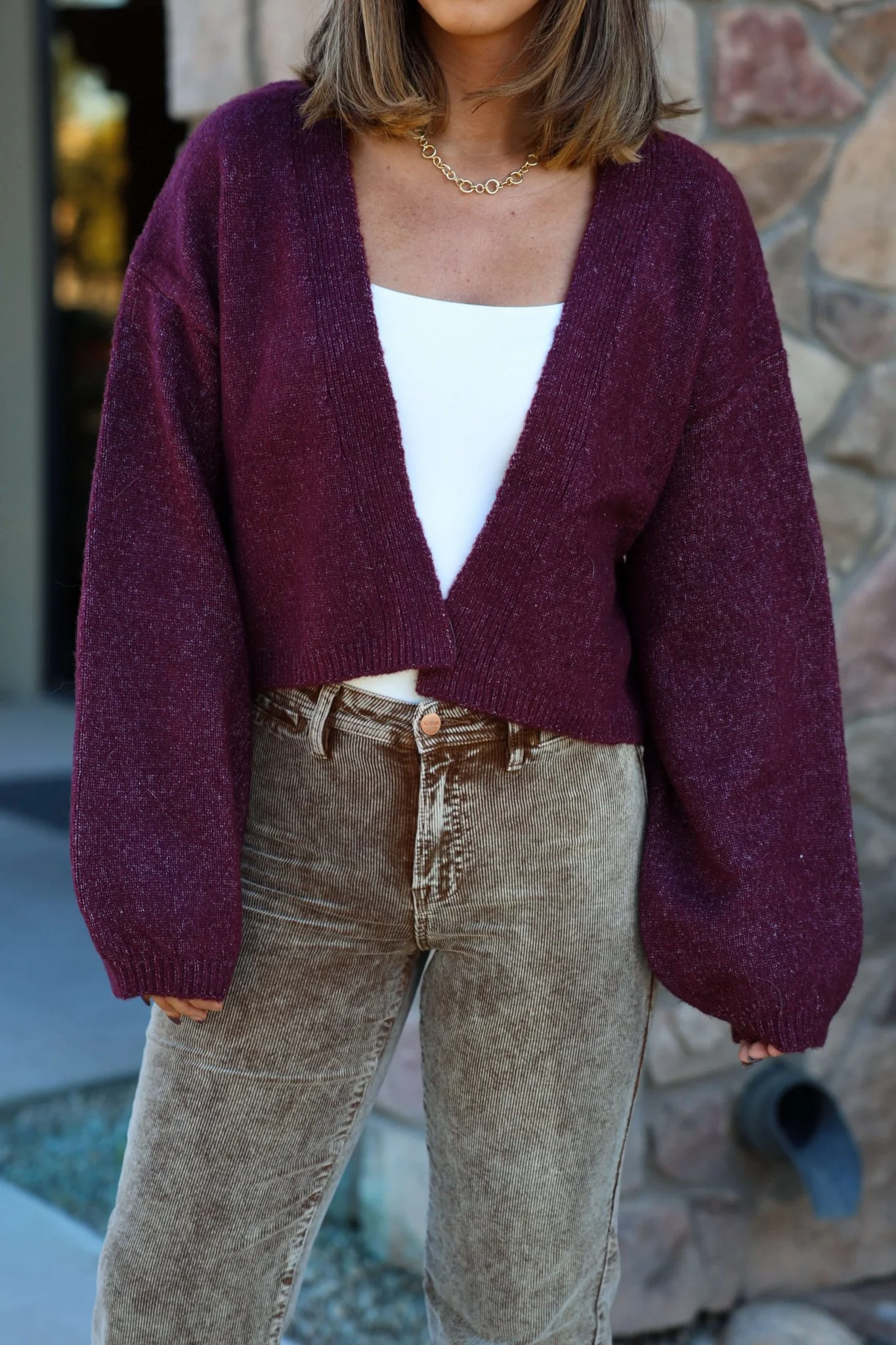 Dark Cherry Open Front Cardigan - FINAL SALE - Image 5