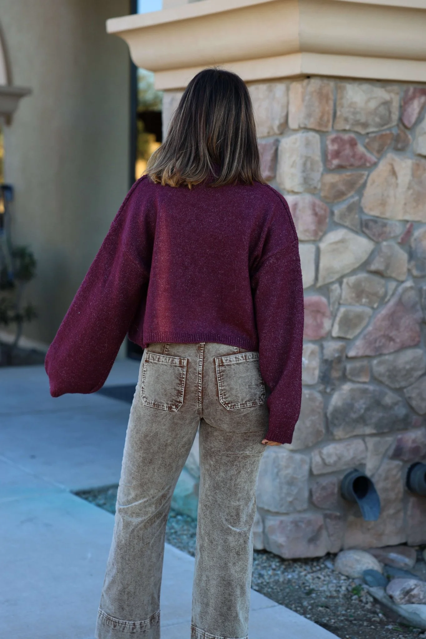 Dark Cherry Open Front Cardigan - FINAL SALE - Image 6