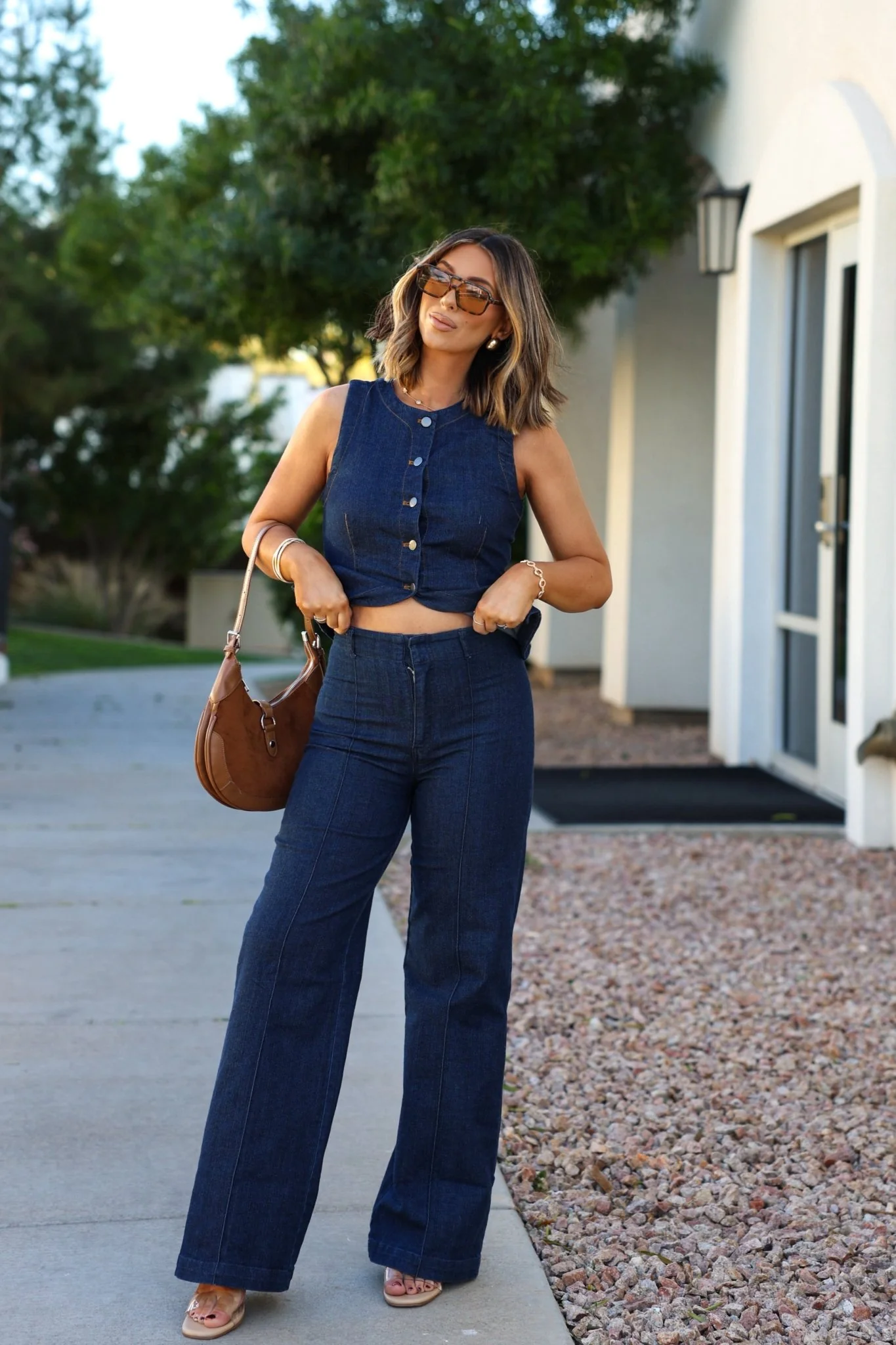 Dark Denim Button Down Vest - Image 2