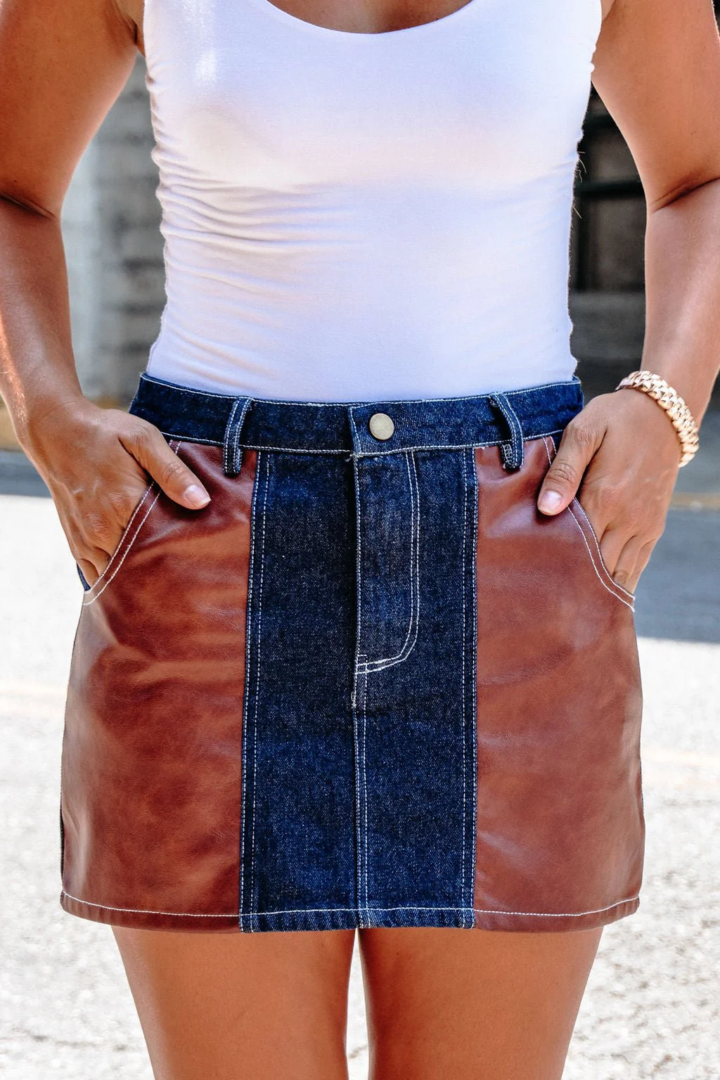 Dark Denim Contrast Mini Skirt - FINAL SALE - Image 4