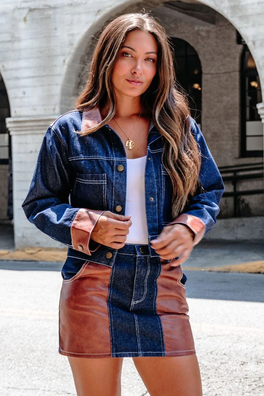 Dark Denim Contrast Mini Skirt - FINAL SALE - Image 5
