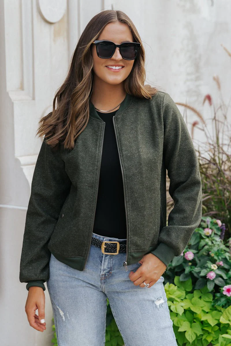 Dark Olive Contrast Bomber Jacket - FINAL SALE - Image 10