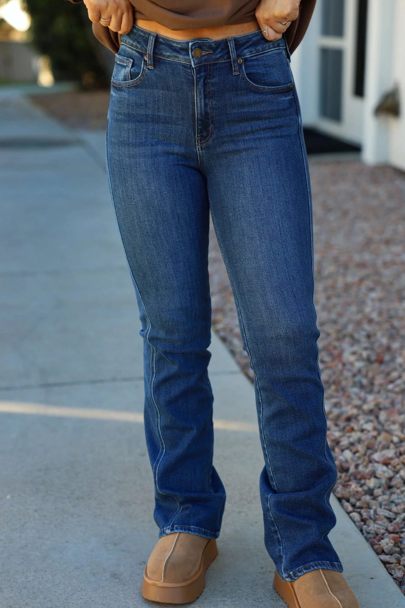 Dark Wash Mid Rise Bootcut Jeans - FINAL SALE - Image 2