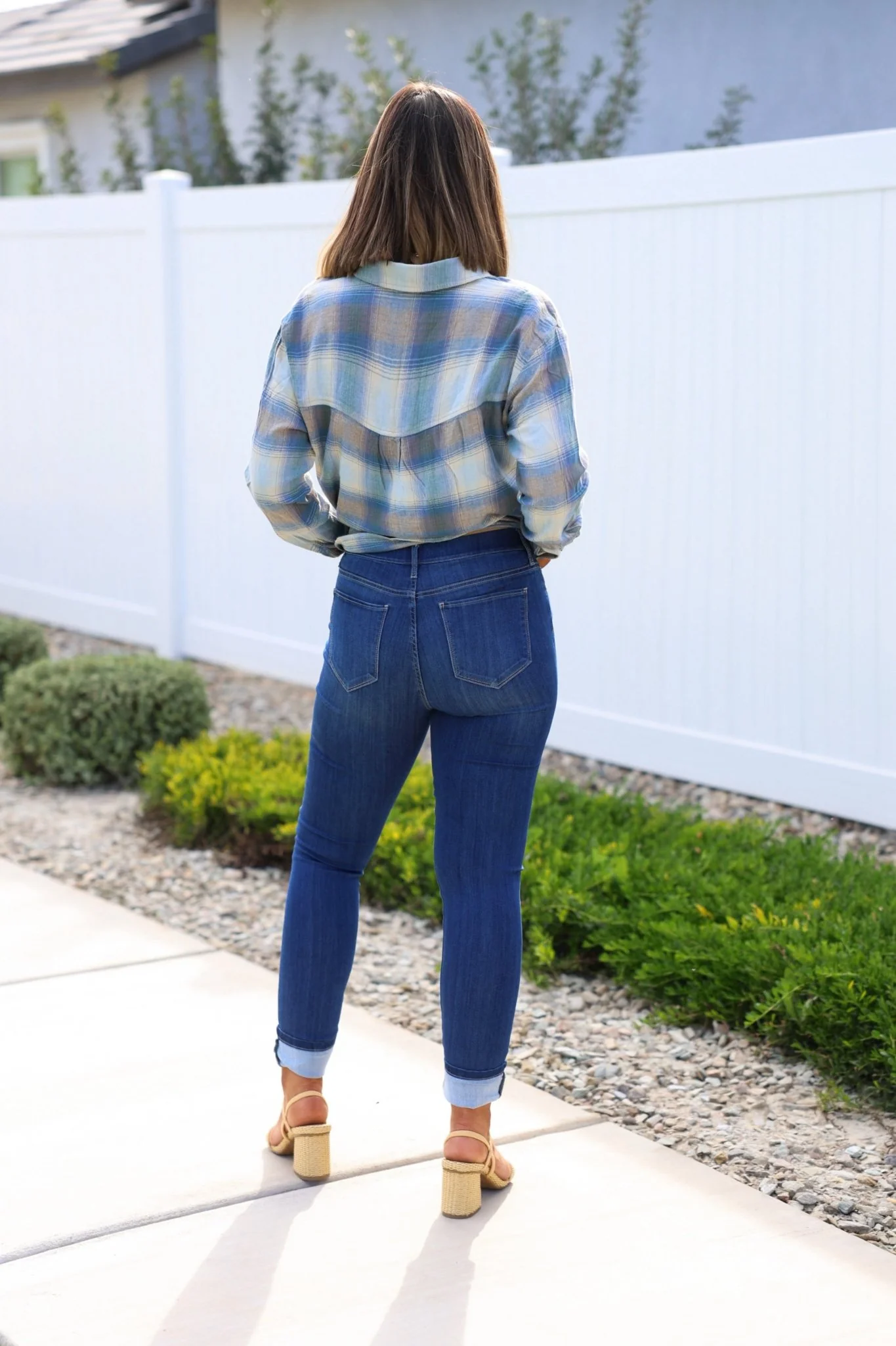 Dark Wash Pull On Cuffed Skinny Jeans - Image 4