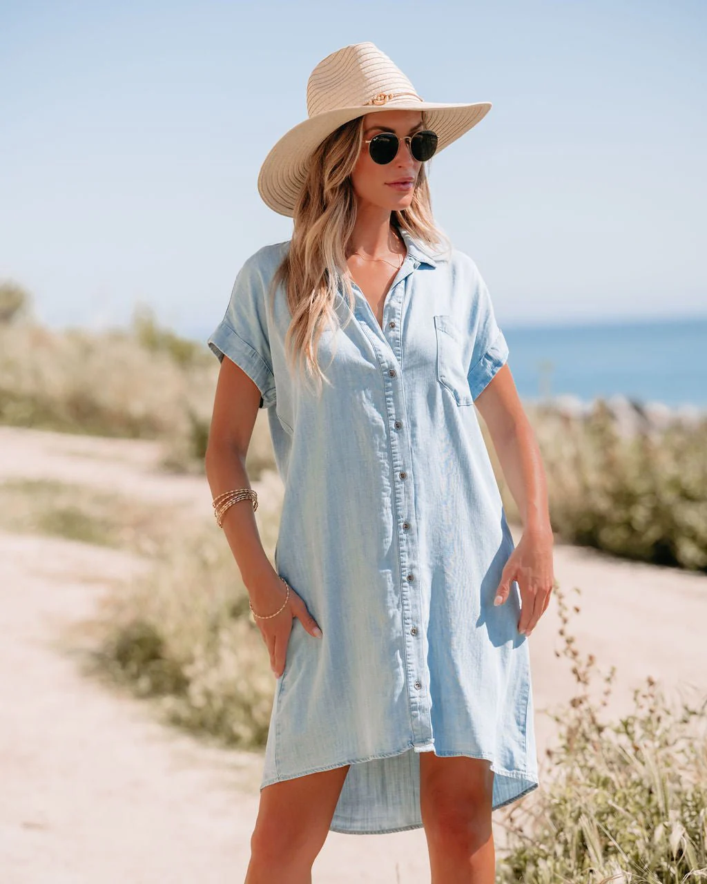 Denim Button Down Shirt Dress