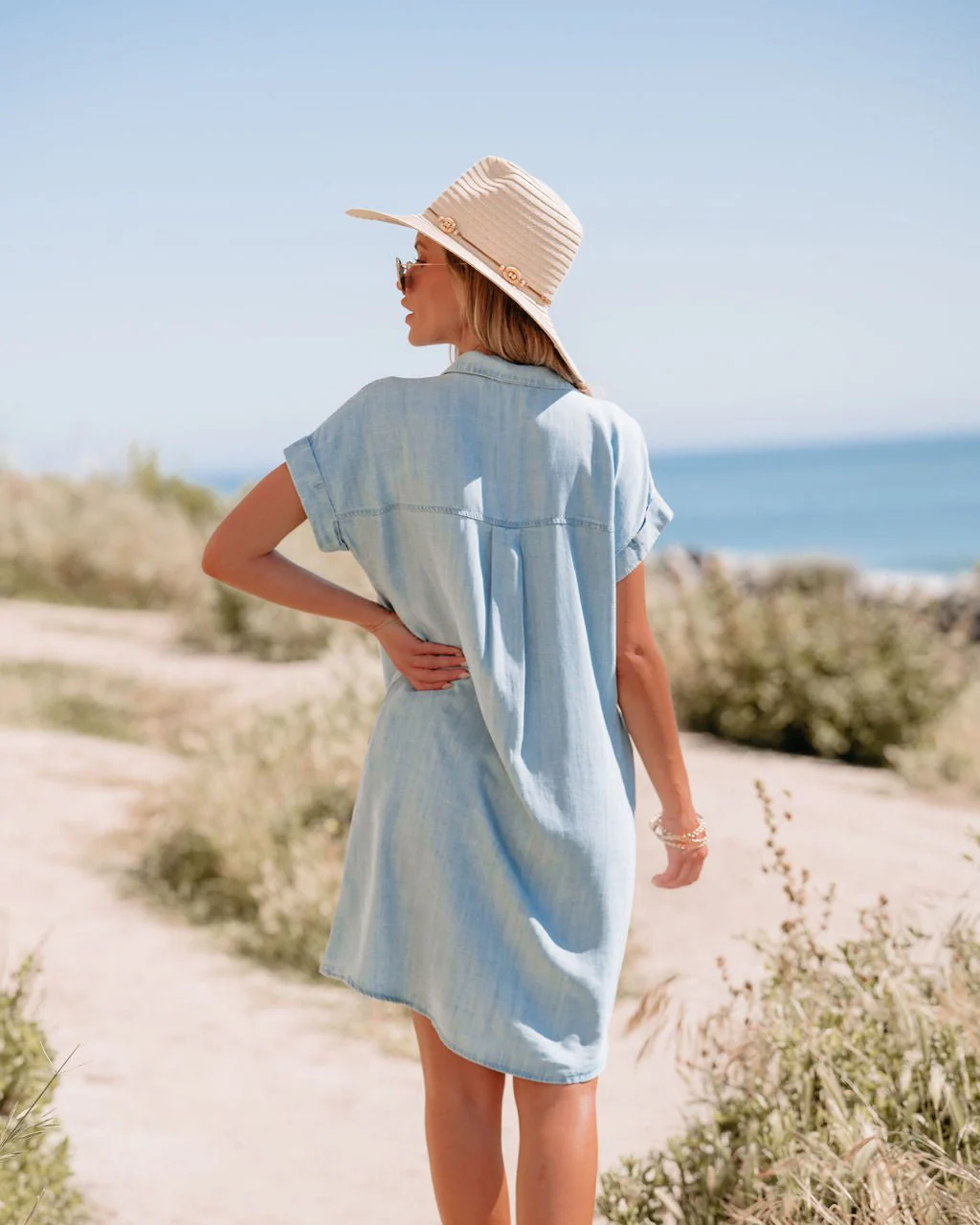 Denim Button Down Shirt Dress - Image 7