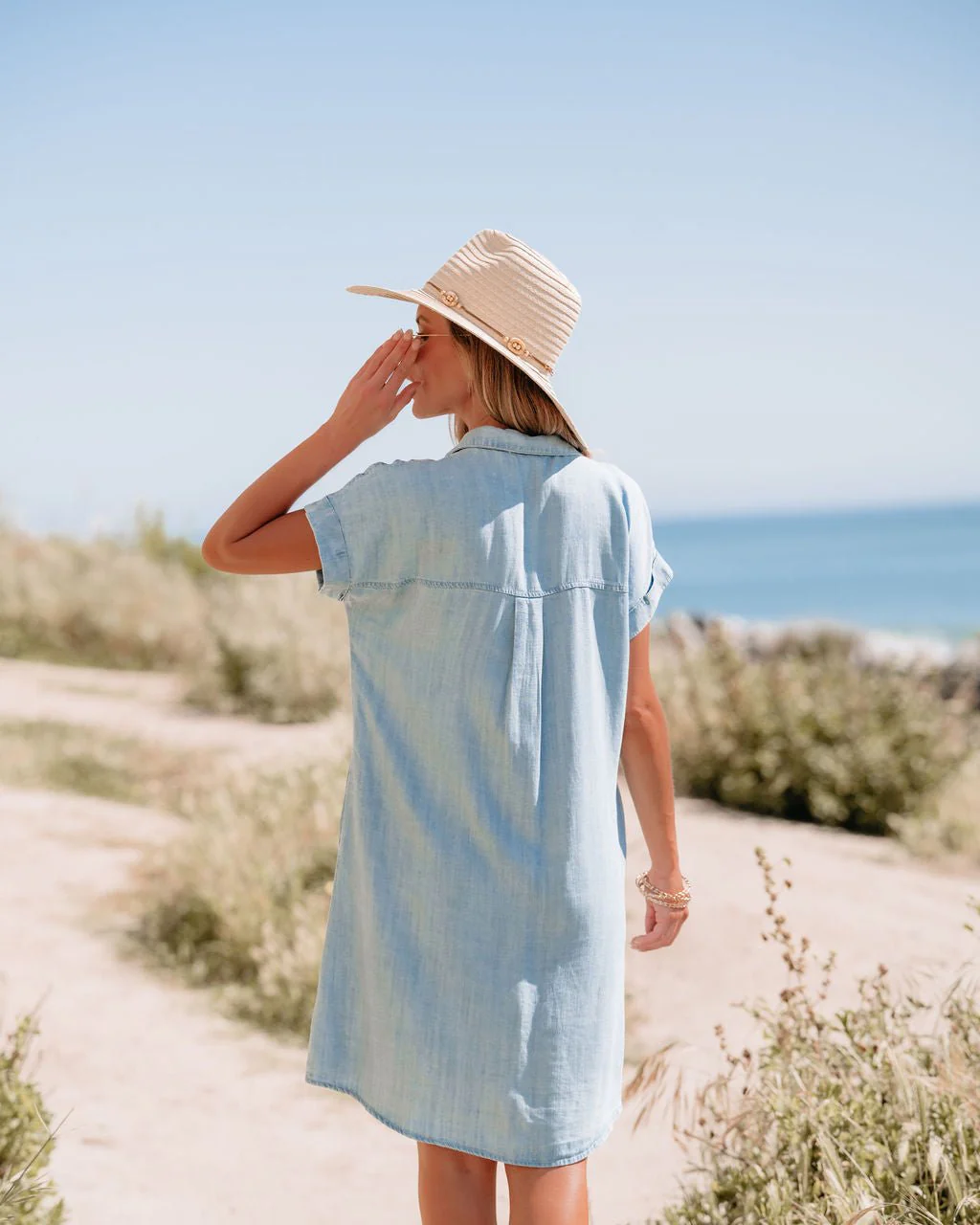 Denim Button Down Shirt Dress - Image 8