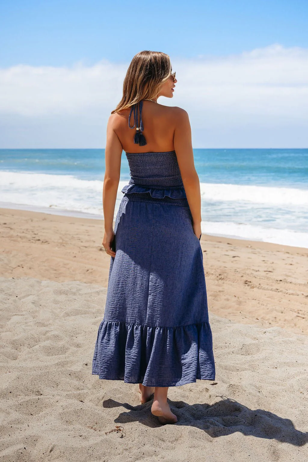 Denim Smocked Ruffle Tiered Maxi Skirt - FINAL SALE - Image 8