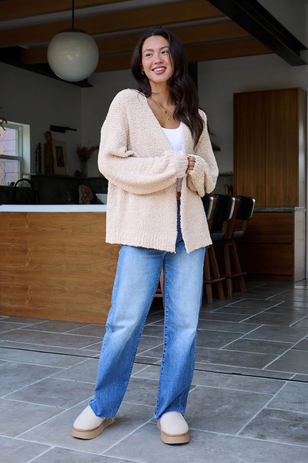 Desert Rose Popcorn Textured Open Front Cardigan - FINAL SALE - Image 2