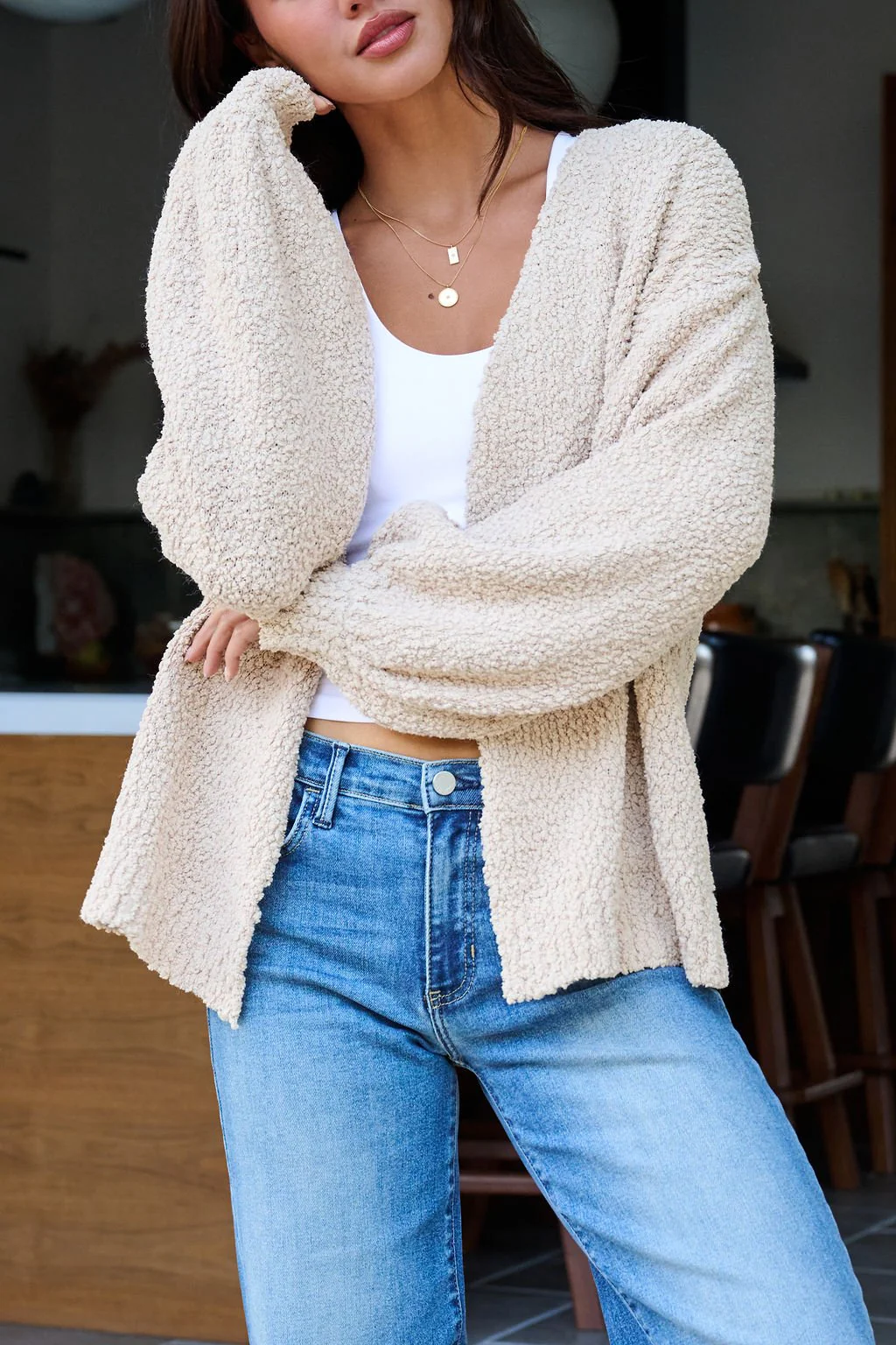 Desert Rose Popcorn Textured Open Front Cardigan - FINAL SALE - Image 7