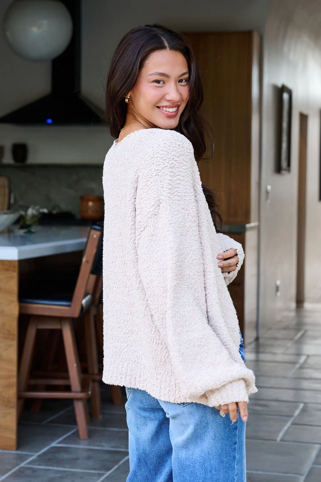 Desert Rose Popcorn Textured Open Front Cardigan - FINAL SALE - Image 9