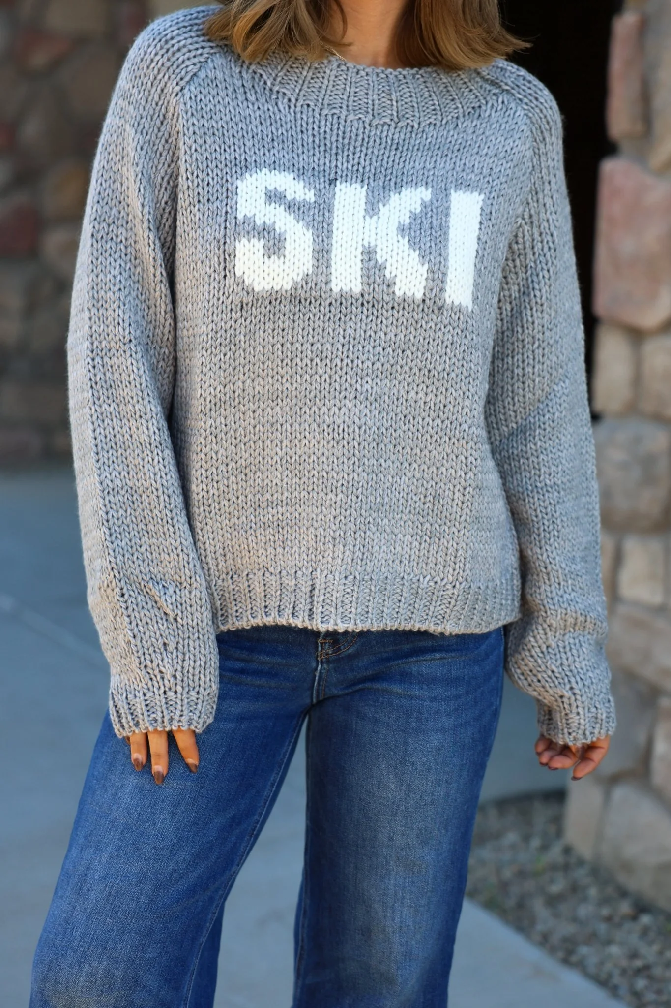 Elan Grey Ski Ribbed Sweater - FINAL SALE - Image 4