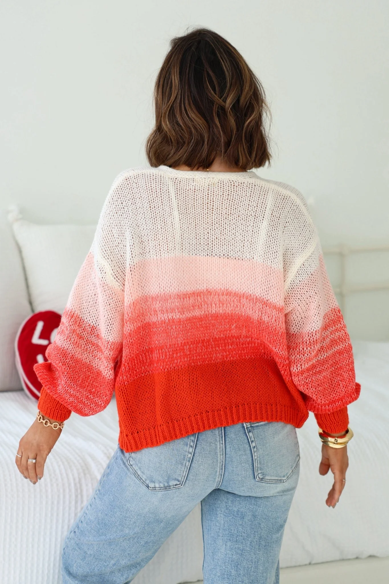 Elan Red Ombre Open Front Cardigan - Image 5