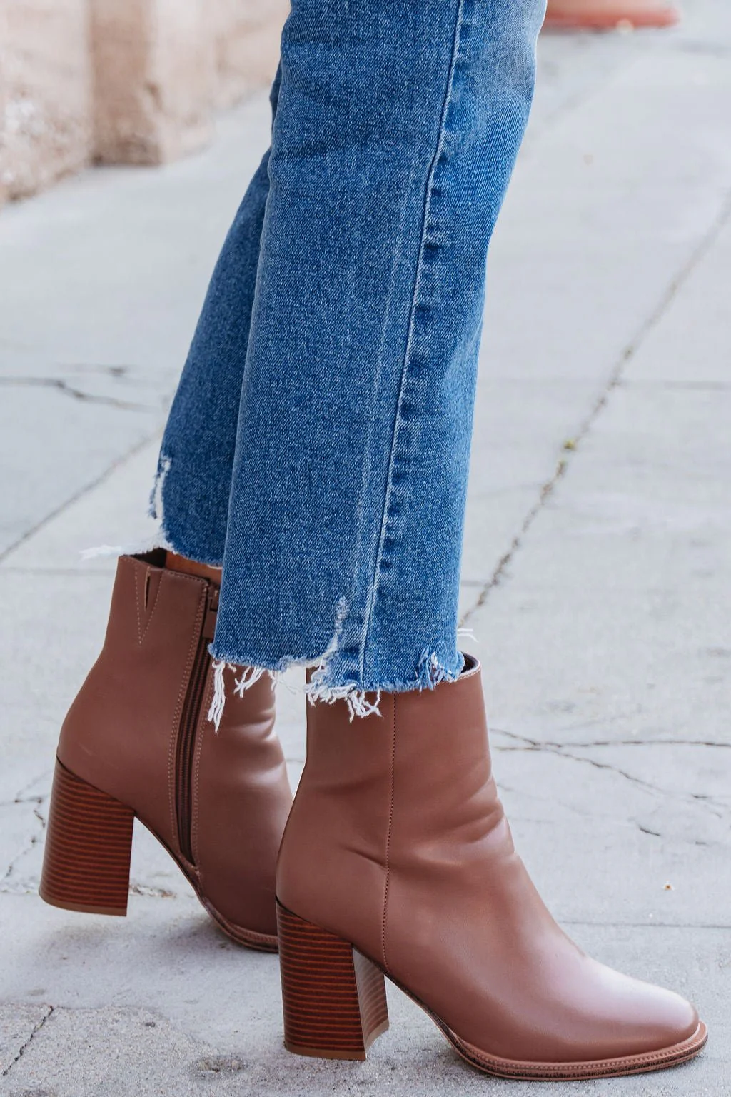Evelyn Taupe Leather Heeled Ankle Booties - FINAL SALE - Image 3
