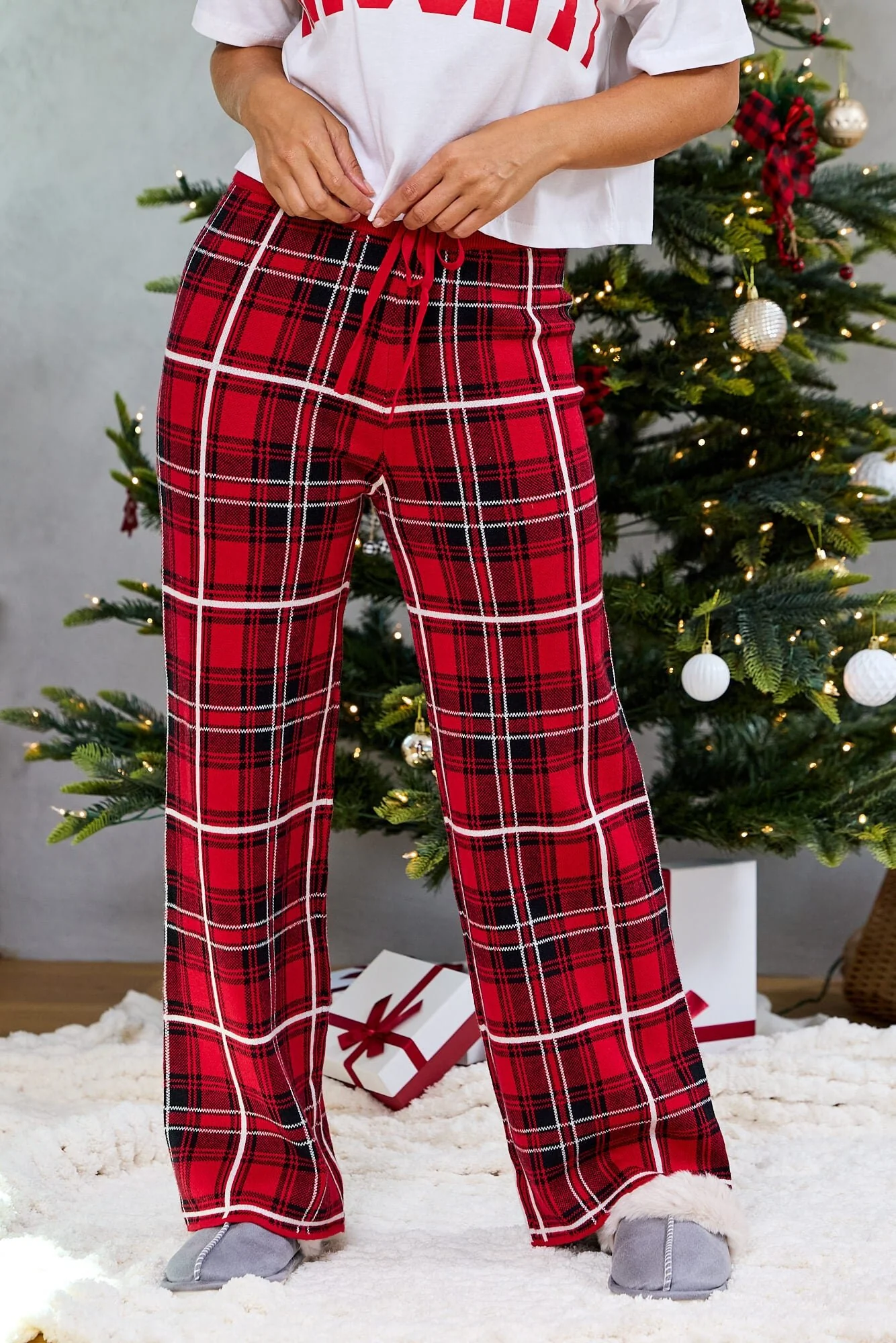 Fireside Red Plaid Sweater Pajama Pants - FINAL SALE - Image 5