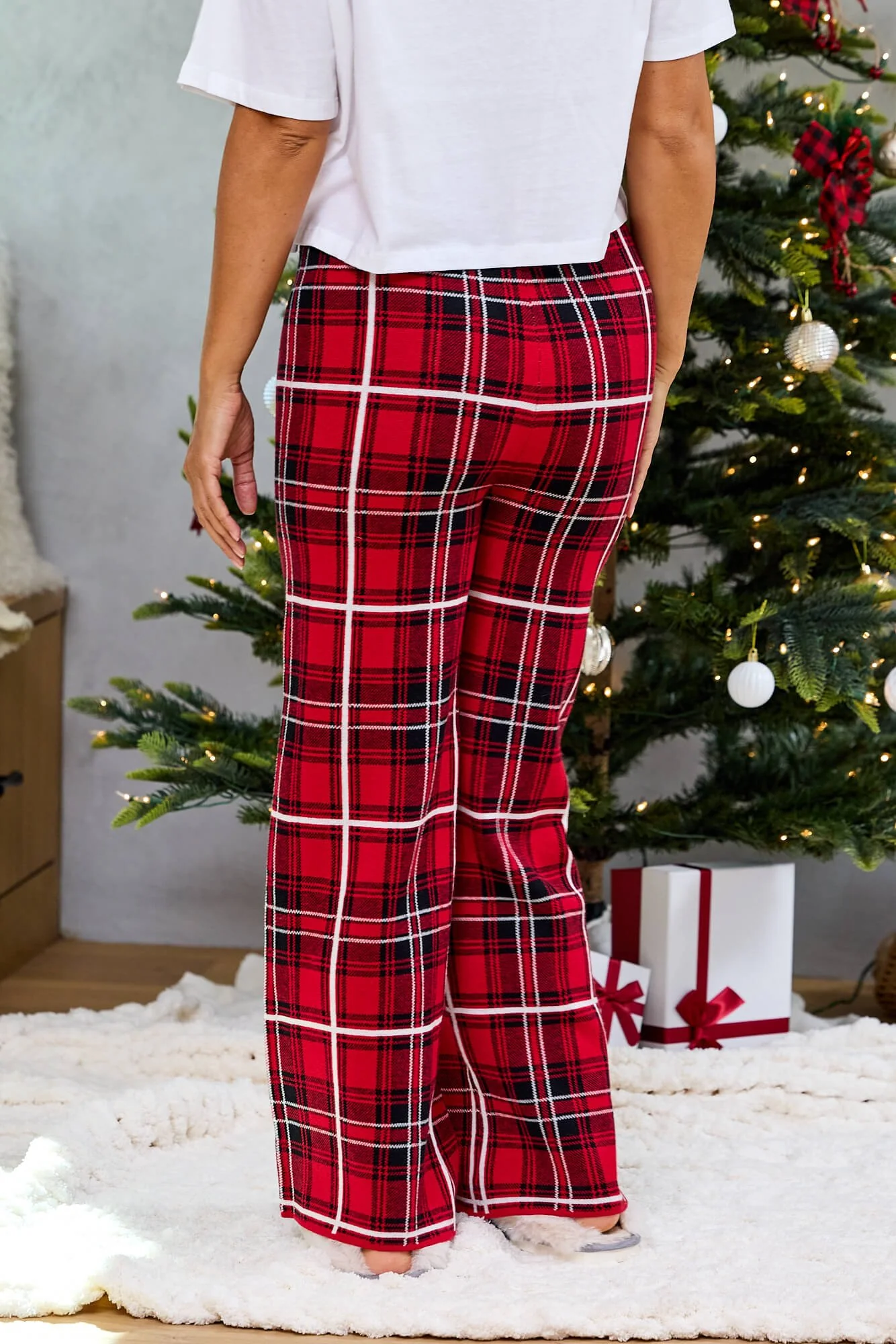 Fireside Red Plaid Sweater Pajama Pants - FINAL SALE - Image 7
