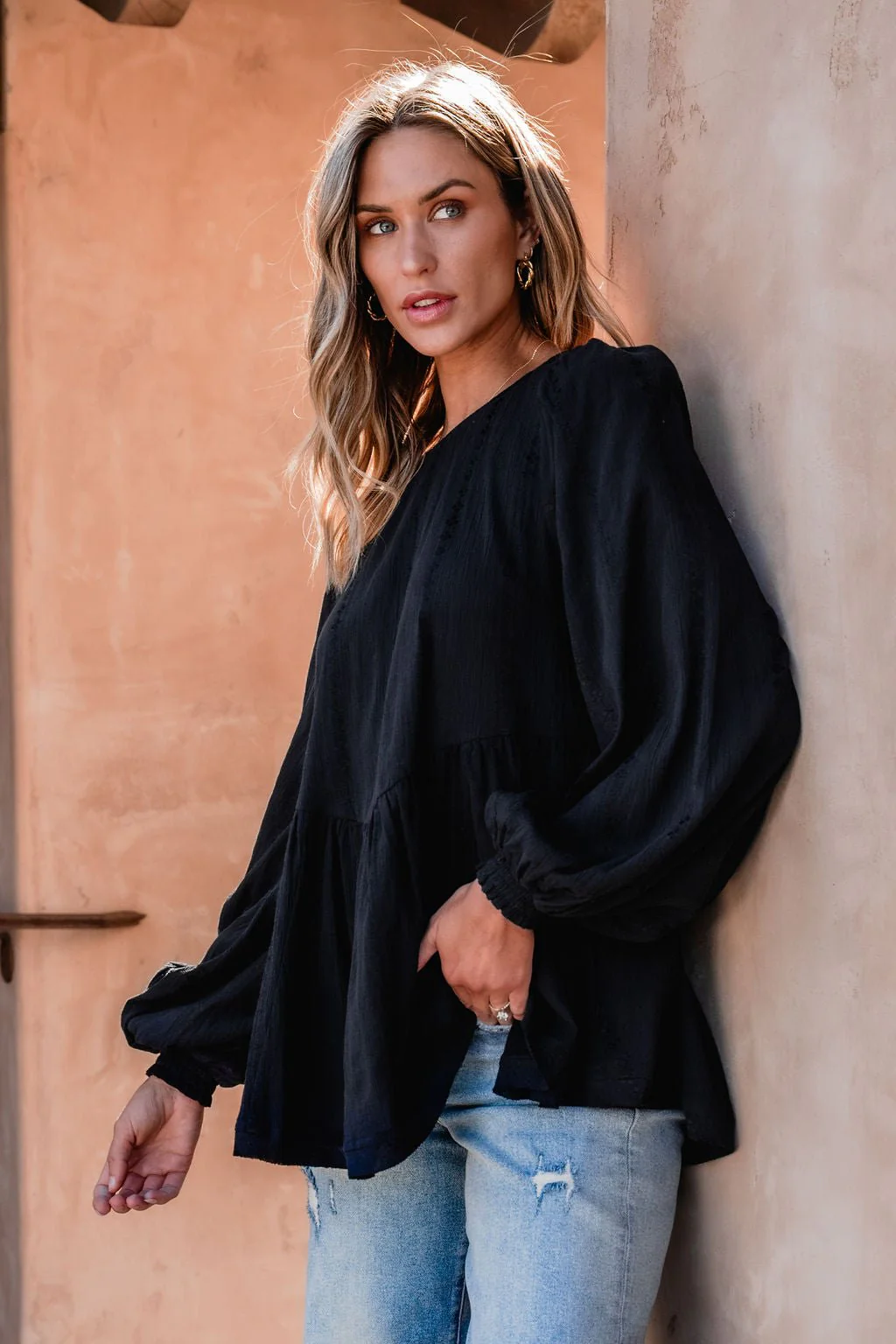 Flowy Black Ruffled Tunic - FINAL SALE - Image 3